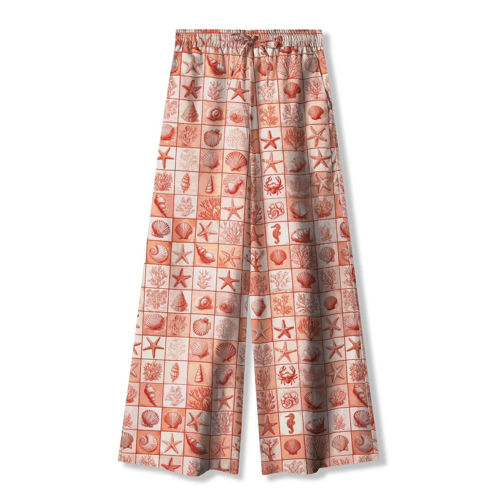 Eco-friendly lyocell linen pants in coral red for women