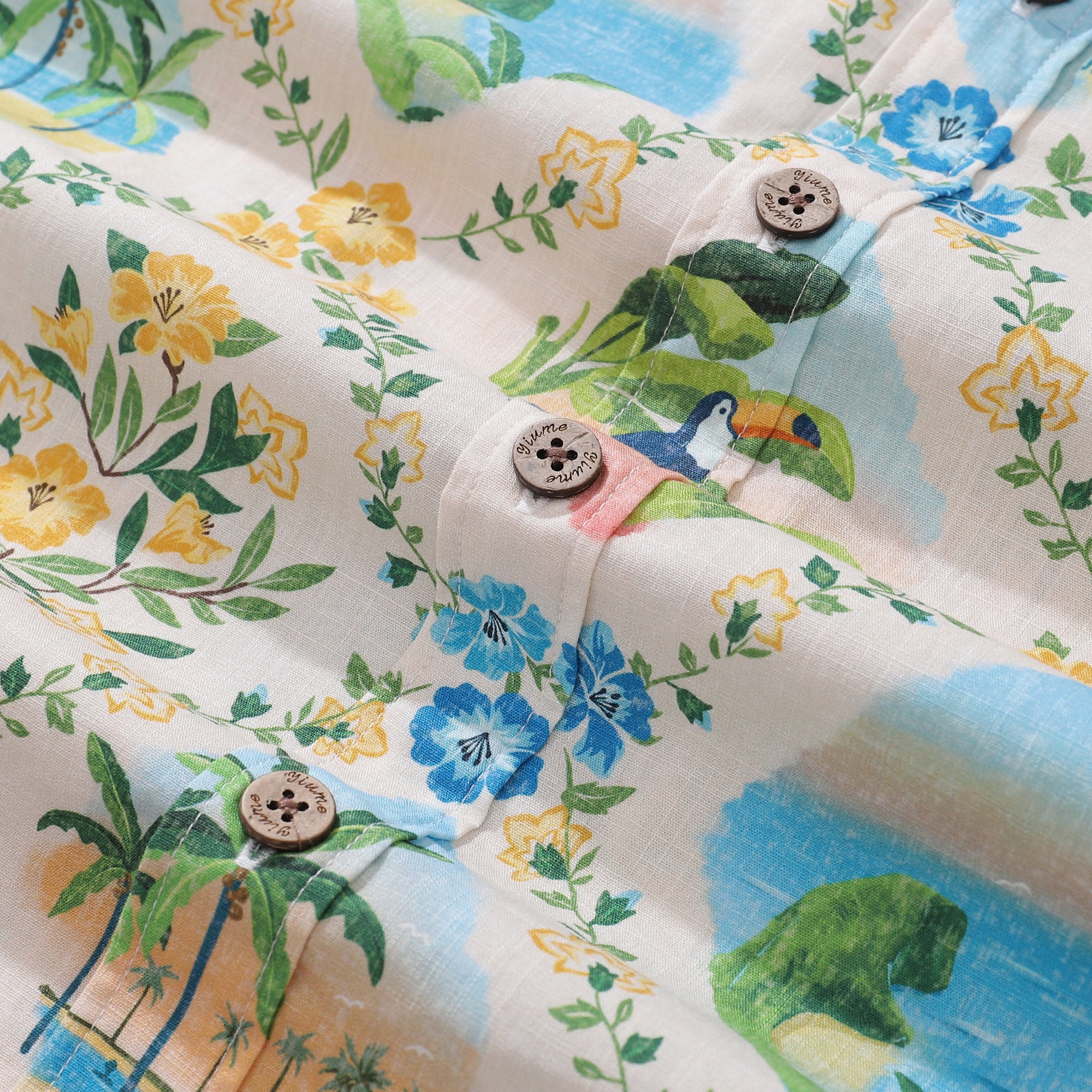 Hawaiian Hemd für Männer Hawaiian Szenen Button-Down-Shirt Kurzarm 100% Baumwollhemd