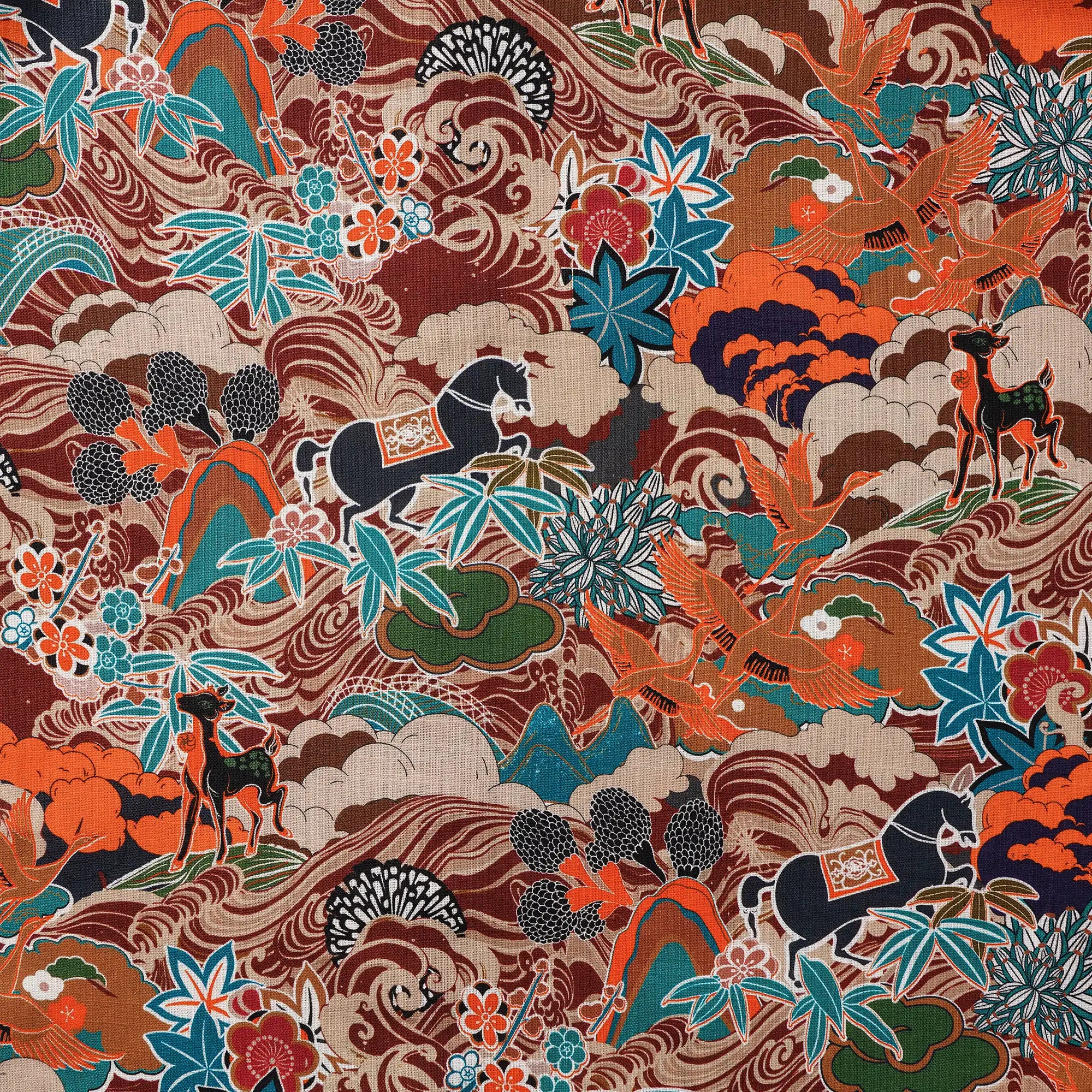 Men's Hawaiian Shirt Long Sleeve Button-down 100% Cotton Brown Aloha Fantasy On The High Seas