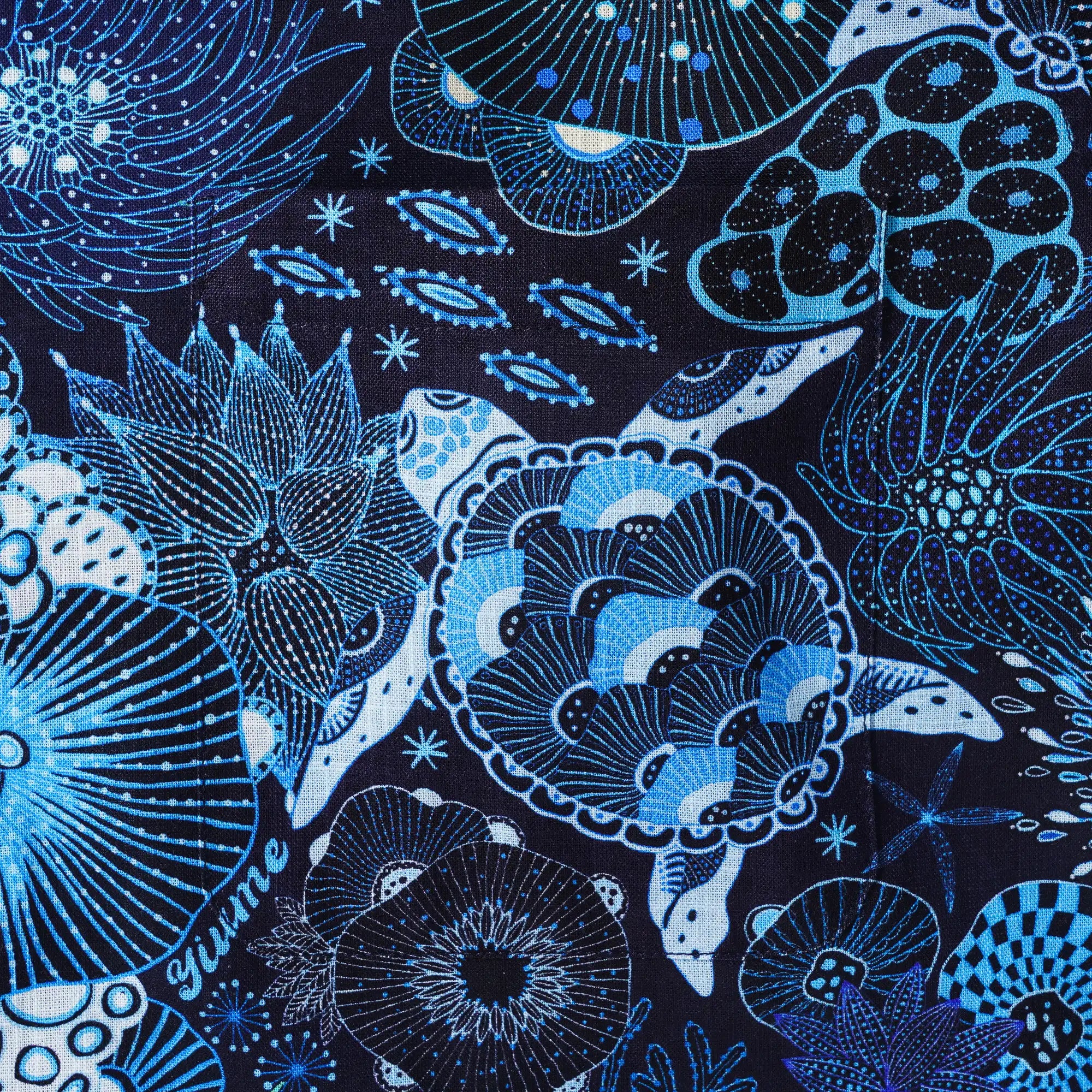 Men's Hawaiian Shirt Long Sleeve Button-down 100% Cotton Blue Aloha Reef Rules