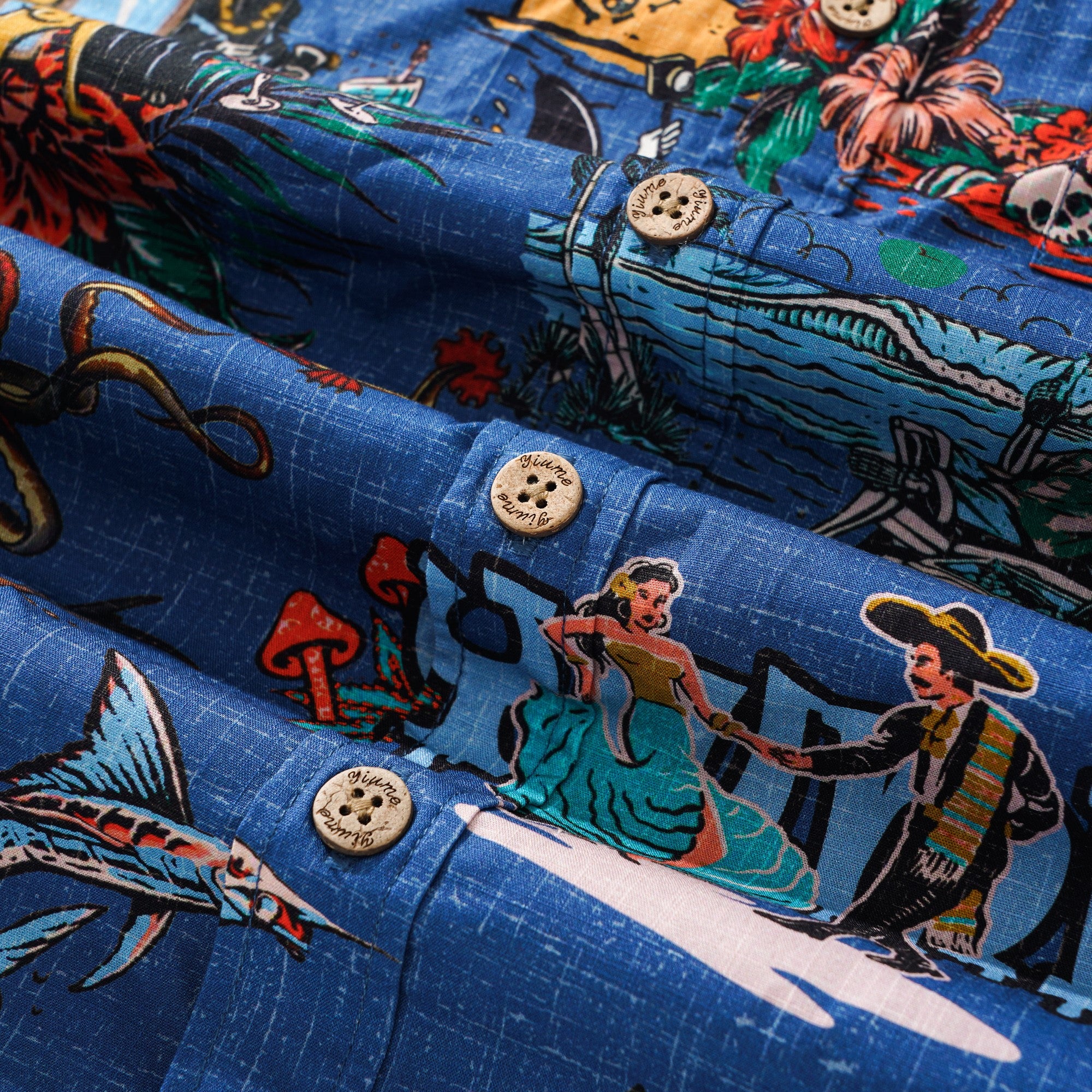 Men's Hawaiian Shirt Short Sleeve Button-down 100% Cotton Blue Aloha Hot Paradise Beach