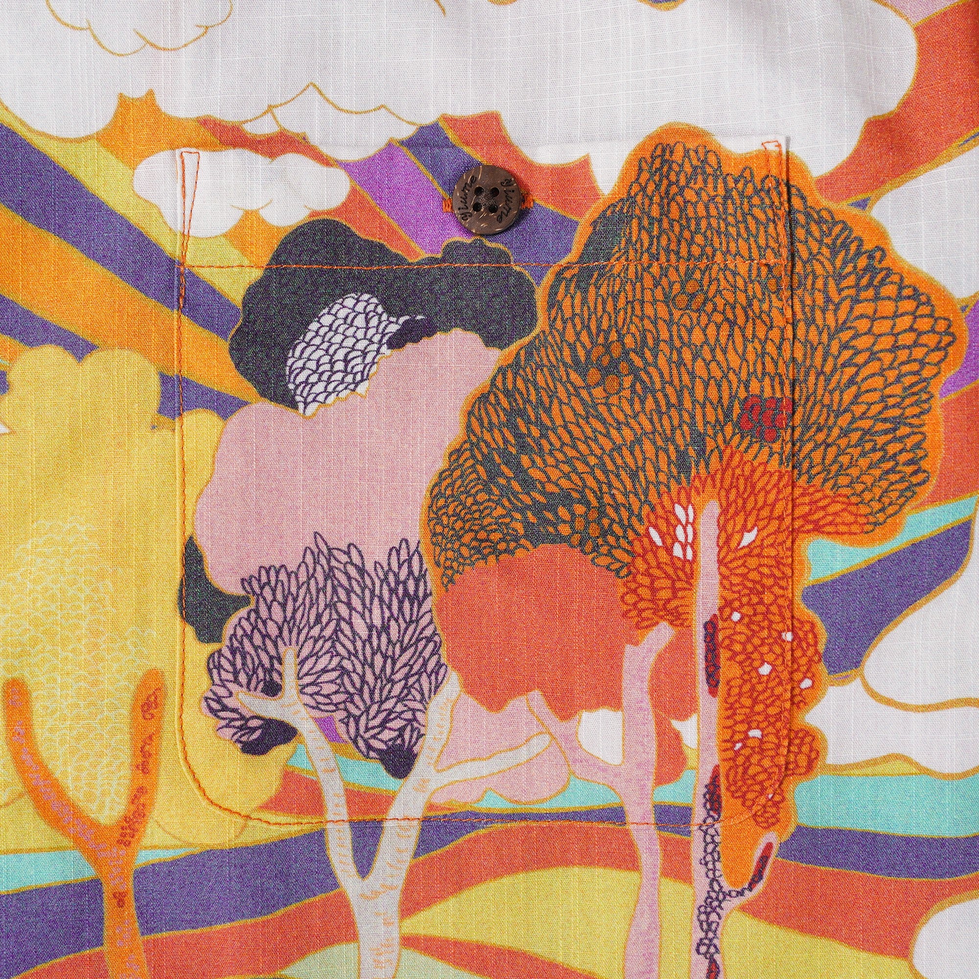 Men's Hawaiian Shirt Short Sleeve Camp Collar 100% Cotton Aloha Rainbow Mountain