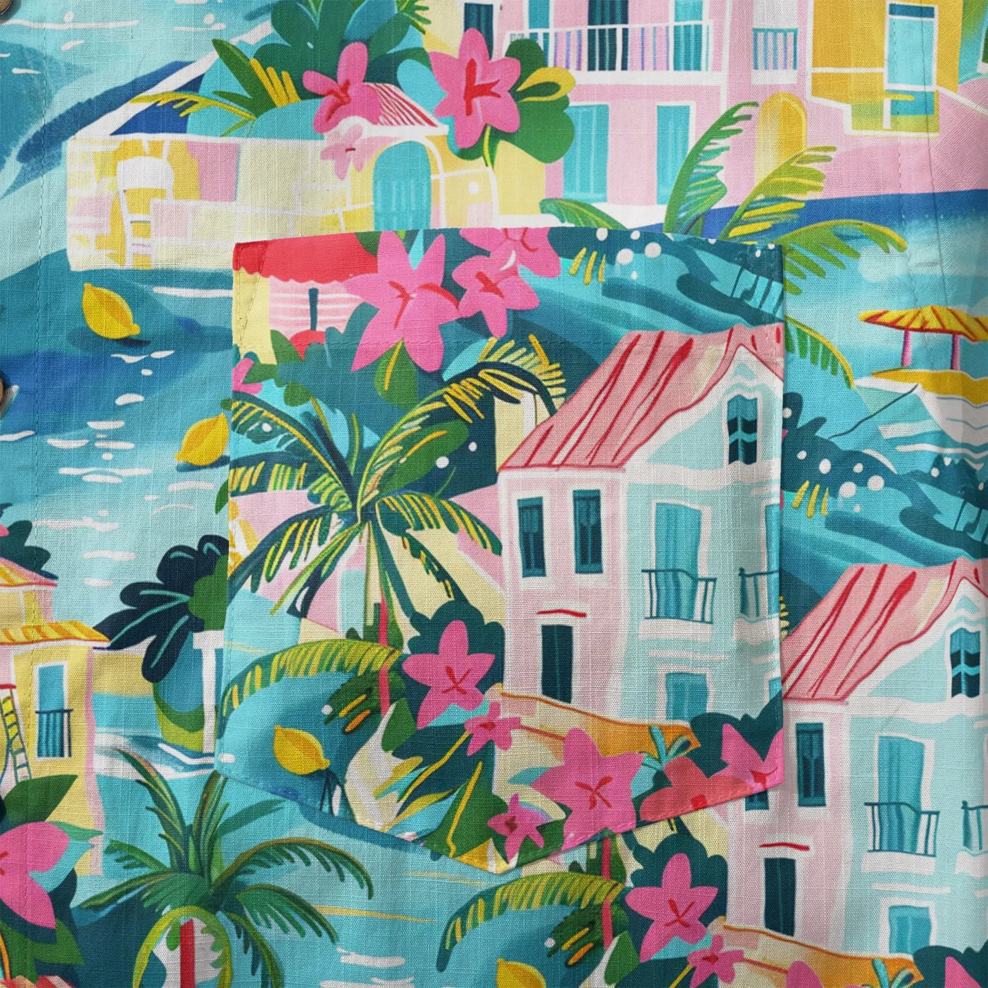 LeosWare tropical bay art shirt, cotton fabric