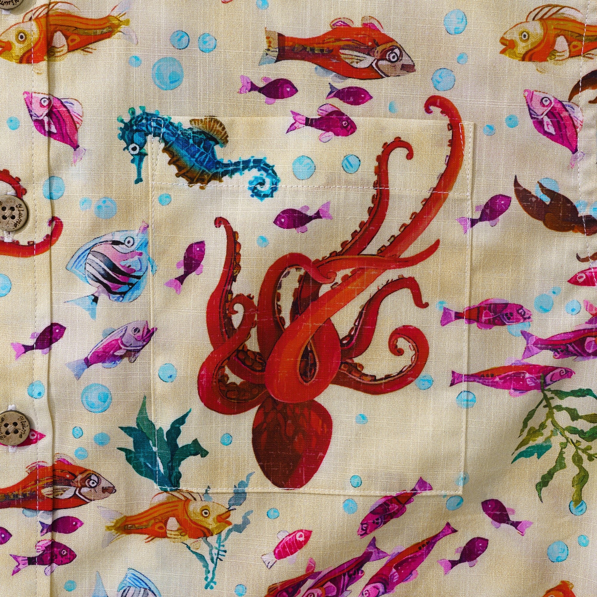 Chemise hawaïenne pour hommes marins à l'écologie chemise boutonnée à manches courtes à manches 100% coton