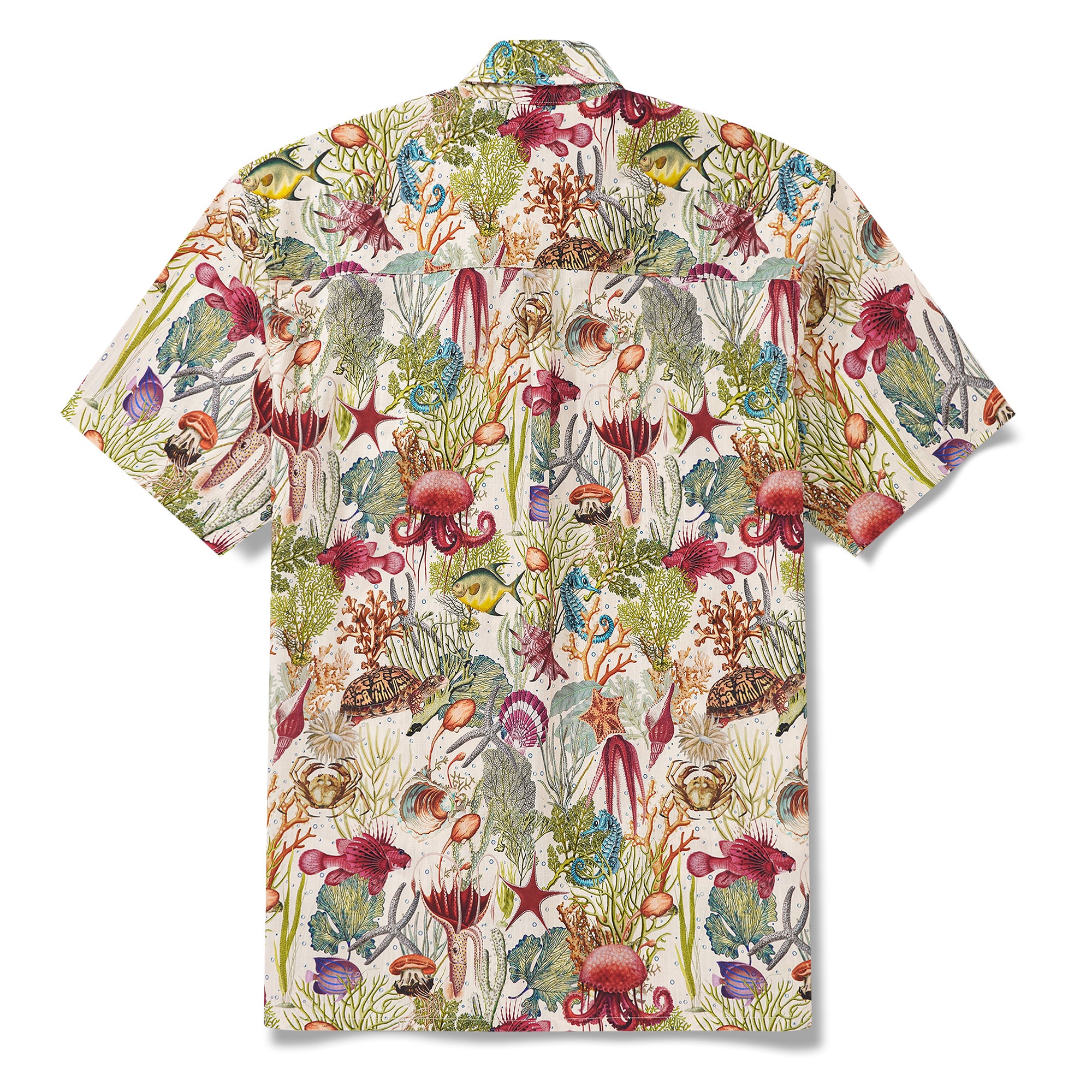 Chemise hawaïenne masculine à manches courtes à manches courtes 100% coton beige aloha océan rêverie
