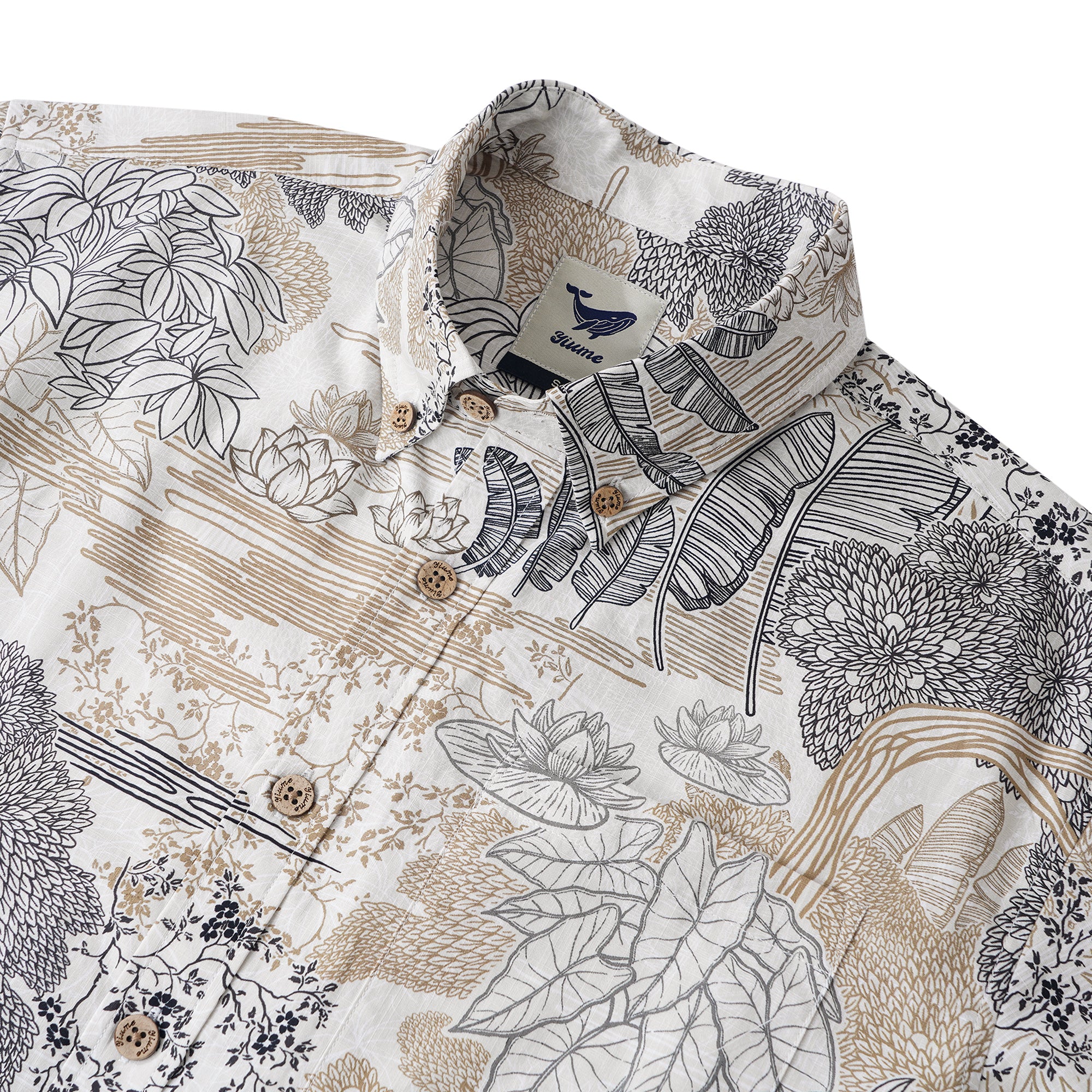 Chemise à manches courtes en coton 100% pour homme, marron Aloha hawaïenne