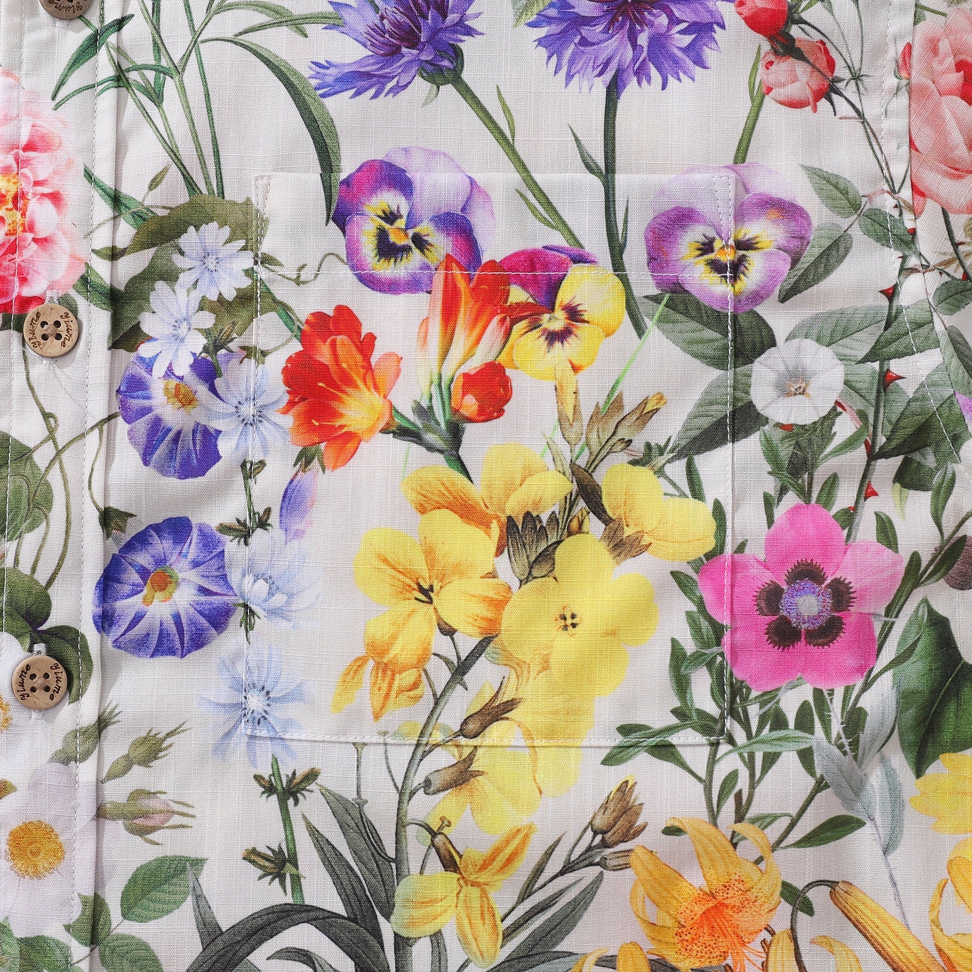 Floral Hawaiian Shirt For Men Colorful Button-down Shirt Short Sleeve 100% Cotton Shirt Sunlight Florals