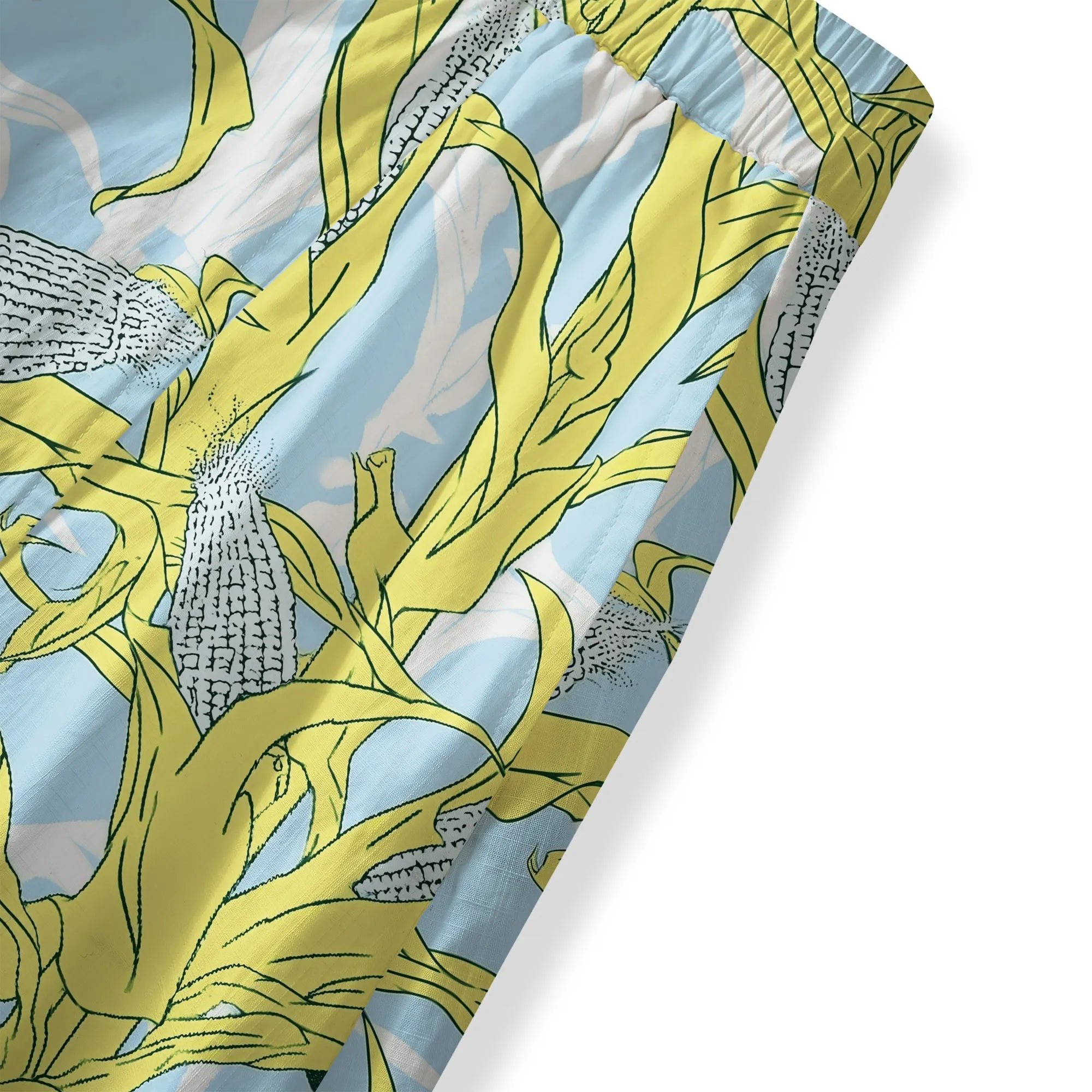 Elastic waist women's skirt, yellow and blue, cotton fabric