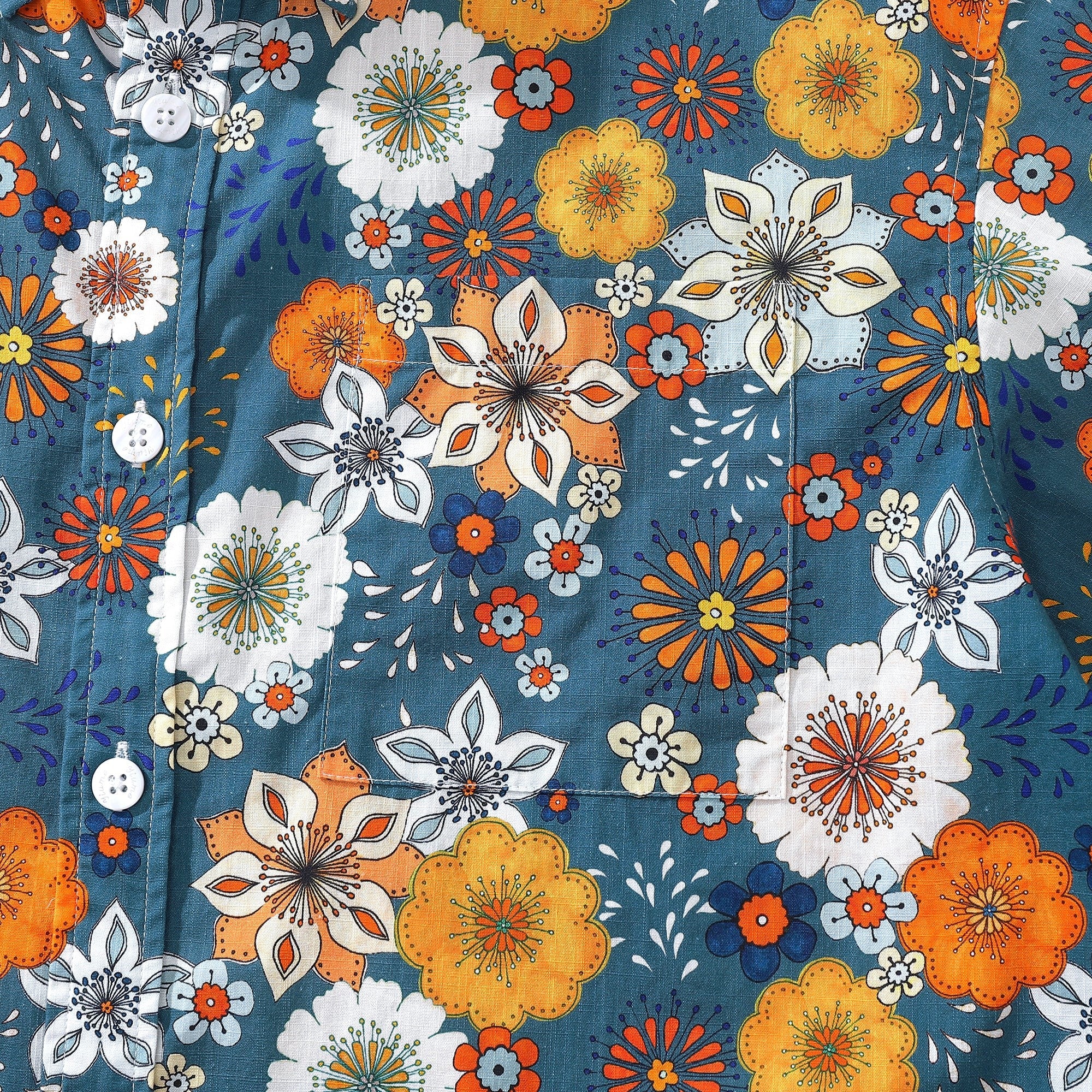 60er Jahre Blumenmuster Hemd Herren Hawaiian Shirt Baumwolle Knopf-down Kurzarm Aloha Shirt