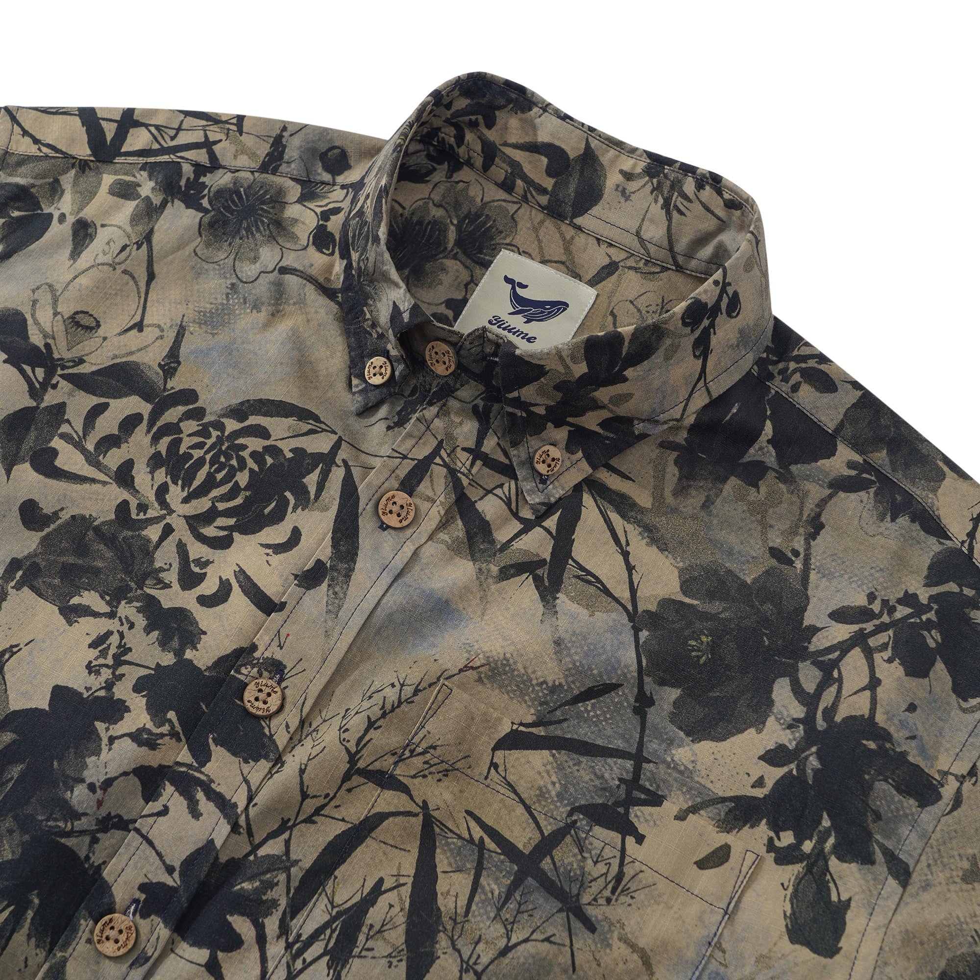 Men's Hawaiian Shirt Short Sleeve Button-down 100% Cotton Brown Aloha Shirt