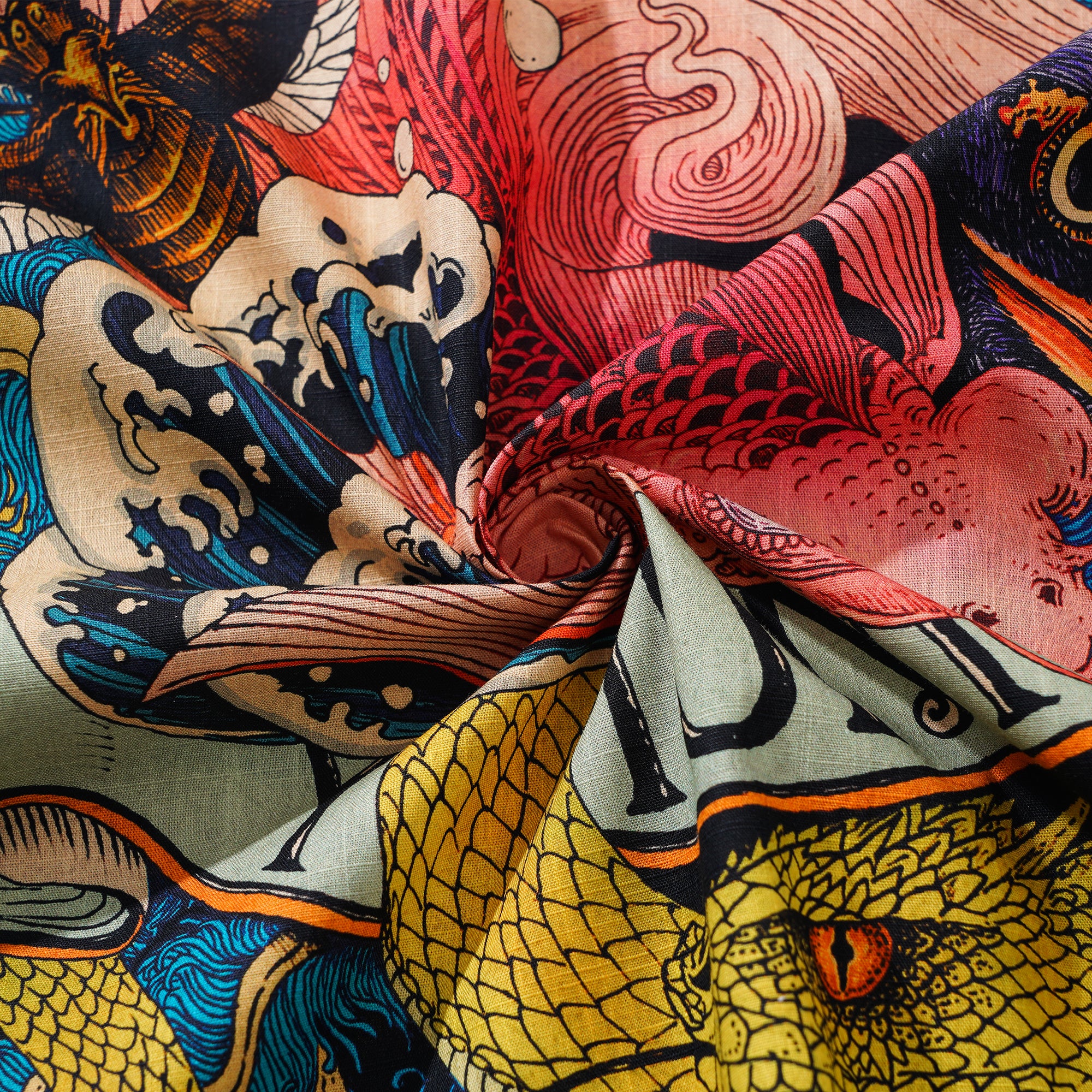 Herren Hawaiian Shirt Kurzarm Camp Kragen 100% Baumwolle Schwarz Aloha Ukiyo Nr. 3 von Rlon