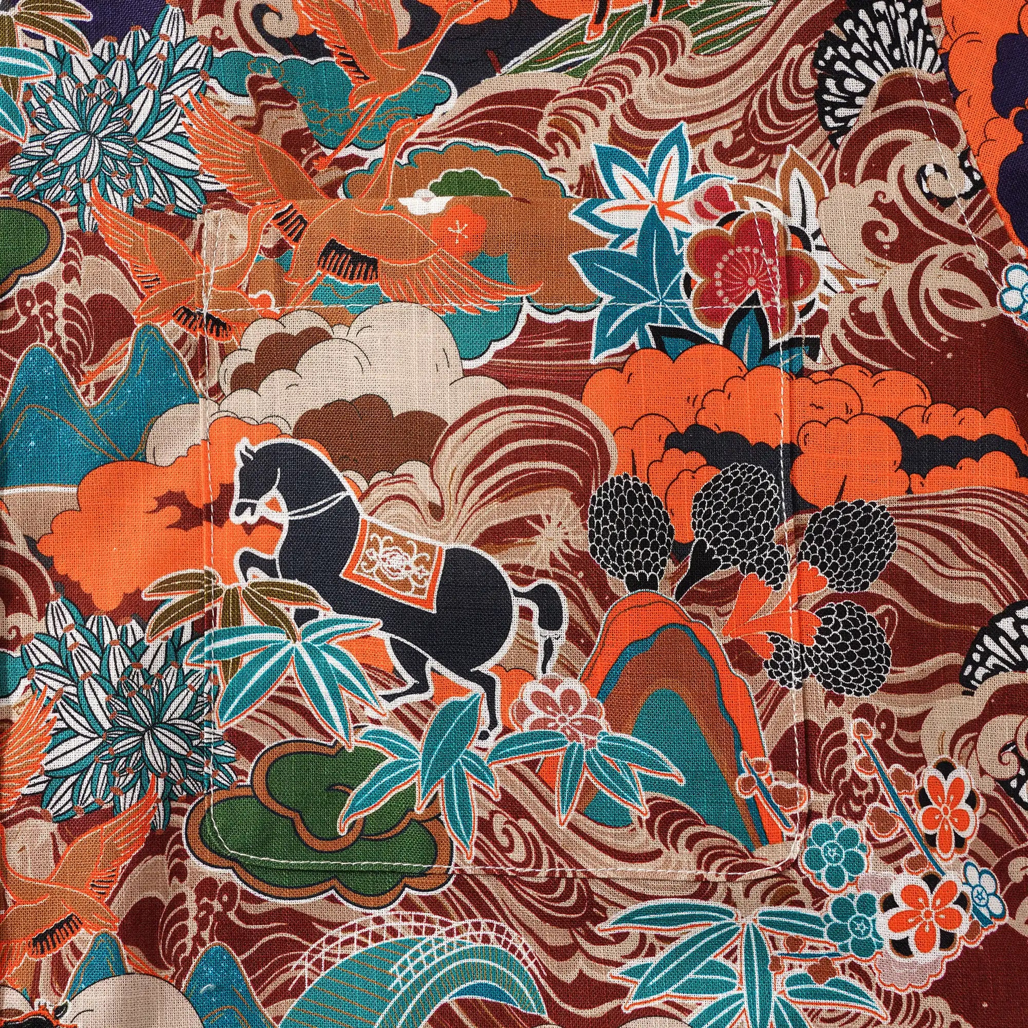 Men's Hawaiian Shirt Long Sleeve Button-down 100% Cotton Brown Aloha Fantasy On The High Seas