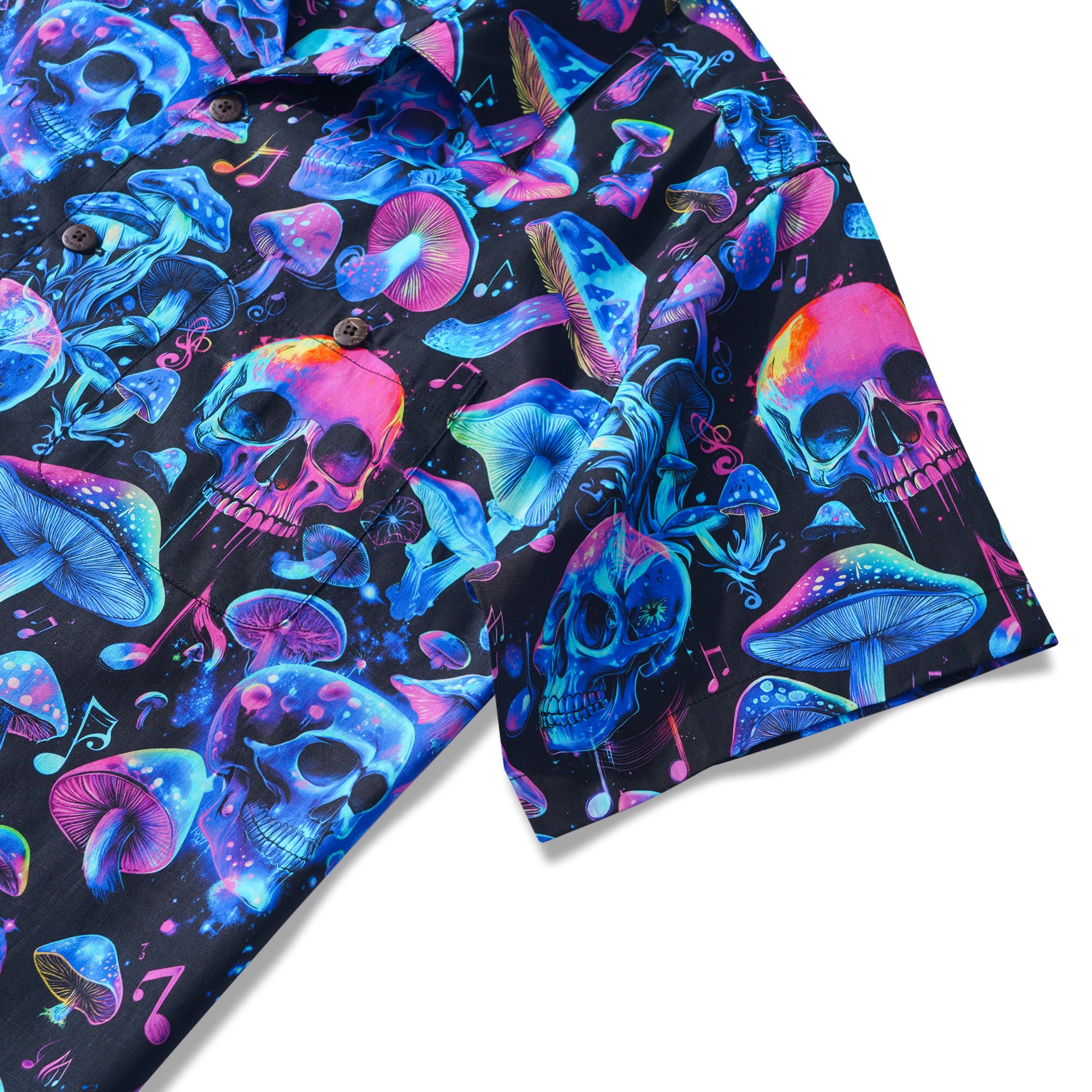 Herren Hawaii-Hemd Kurzarm Camp-Kragen 100% Baumwolle Blau Aloha Psychedelischer Groove