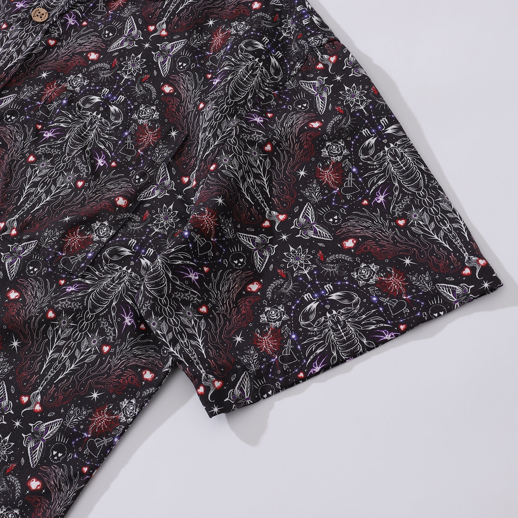 Chemise hawaïenne pour homme Imprimé Scorpion Tencel™ Boutonnée à manches courtes en coton Aloha