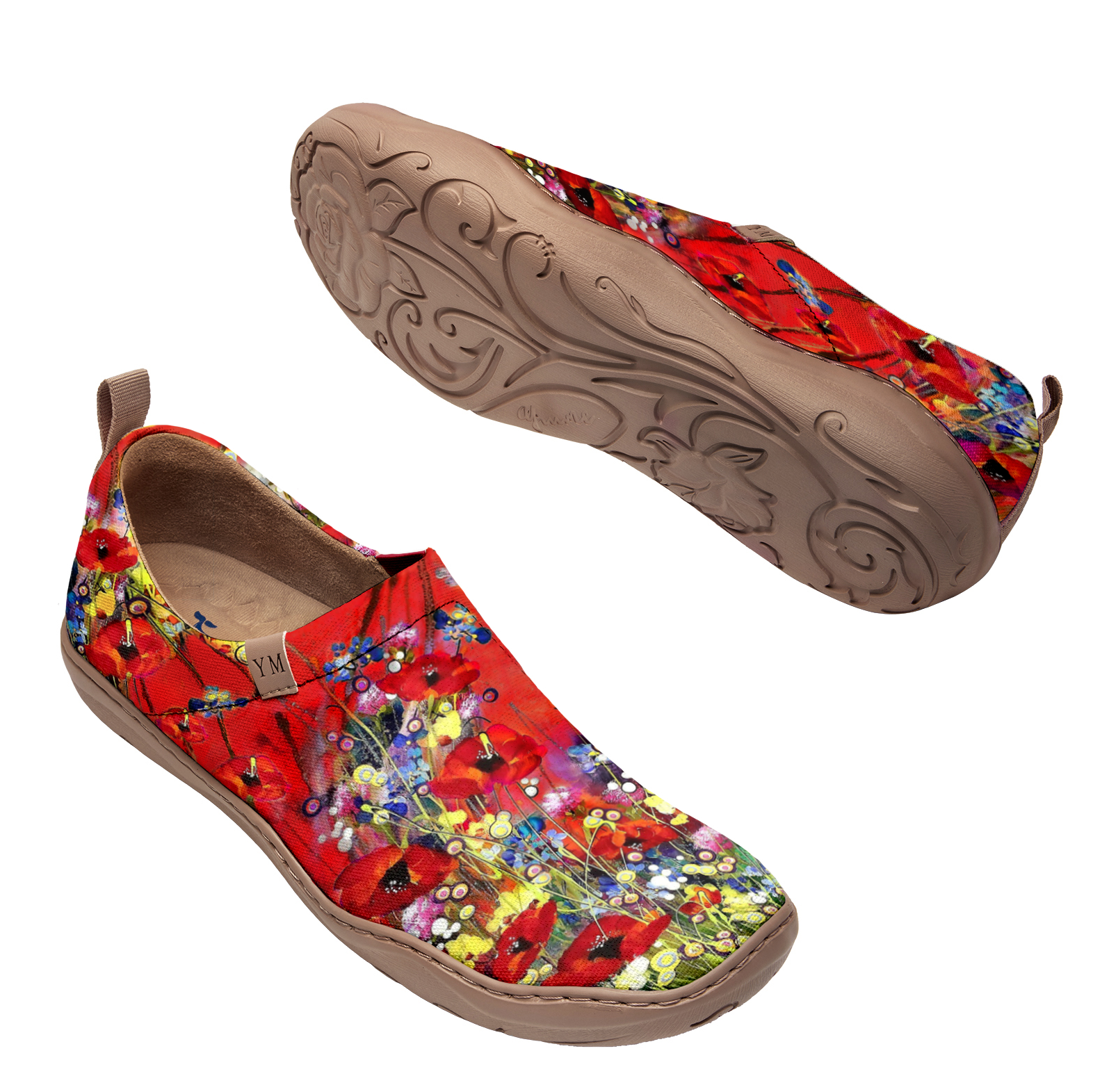 Red Wildflower Leather Women's Sandals