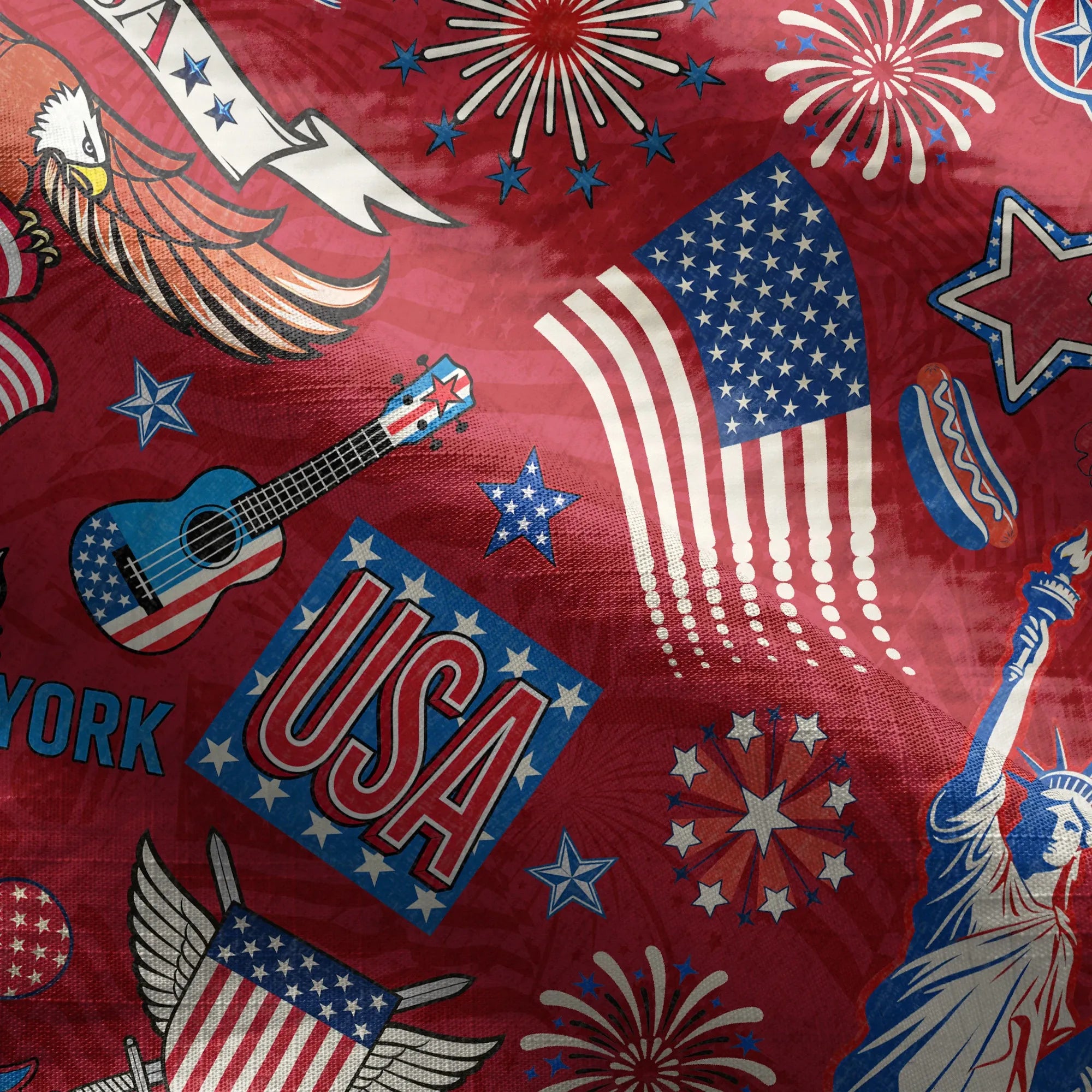 Casual women's skirt, red aloha pattern, with pockets