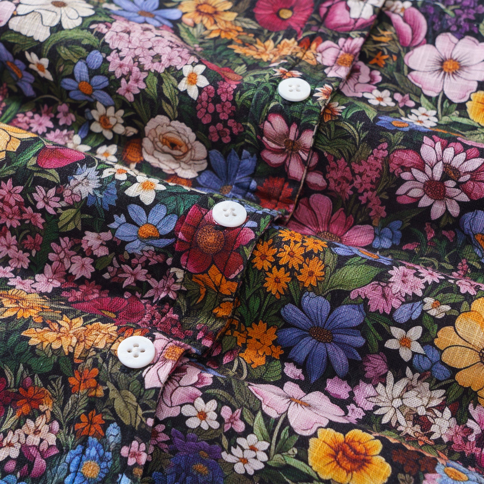 Amidst the Blooms 100% Cotton Women's Long Sleeve V-neck Shirt Blue Aloha Hawaiian Amidst The Blooms Print-mismatched