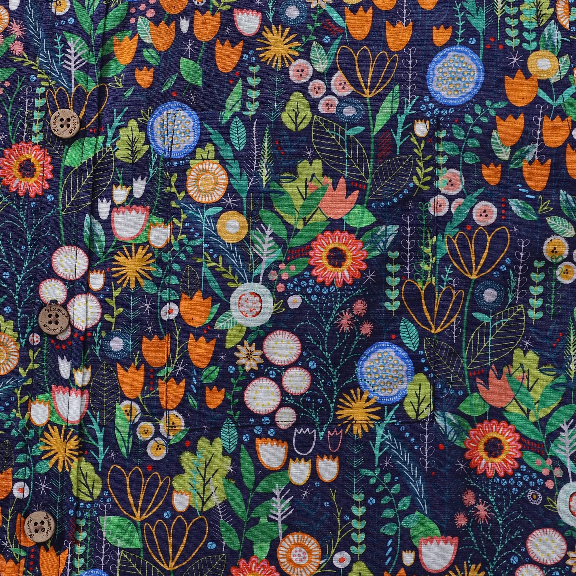 Floral Hawaiian Shirt For Men Button-down Short Sleeve 100% Cotton Shirt Mary's Garden By Rachel Parker