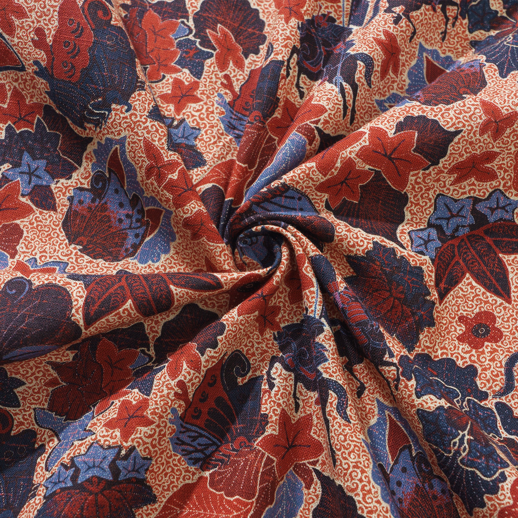 Genji vs. Taira 100% Baumwolle Herren Langarm Hemd mit Knöpfen Rot Aloha Hawaiian