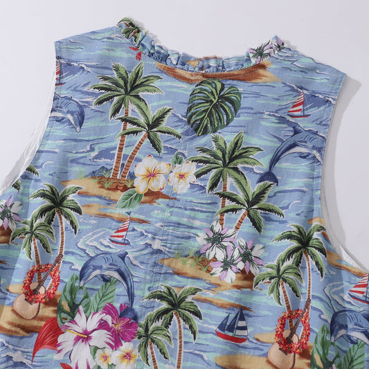 Hawaiian Dress For Women Summer Scenery V-Neck Dress Summer Scenery Dress