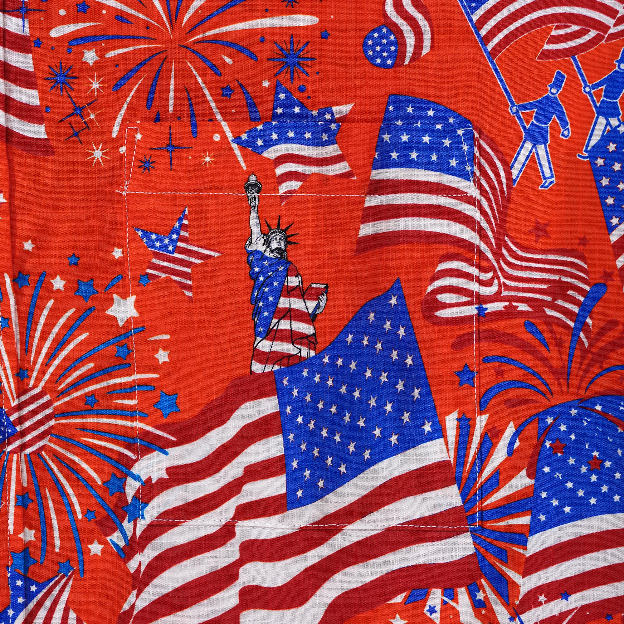 Herren-Hawaiian-Hemd Kurzärmel Button Down 100% Baumwoll weiße Aloha American Feier