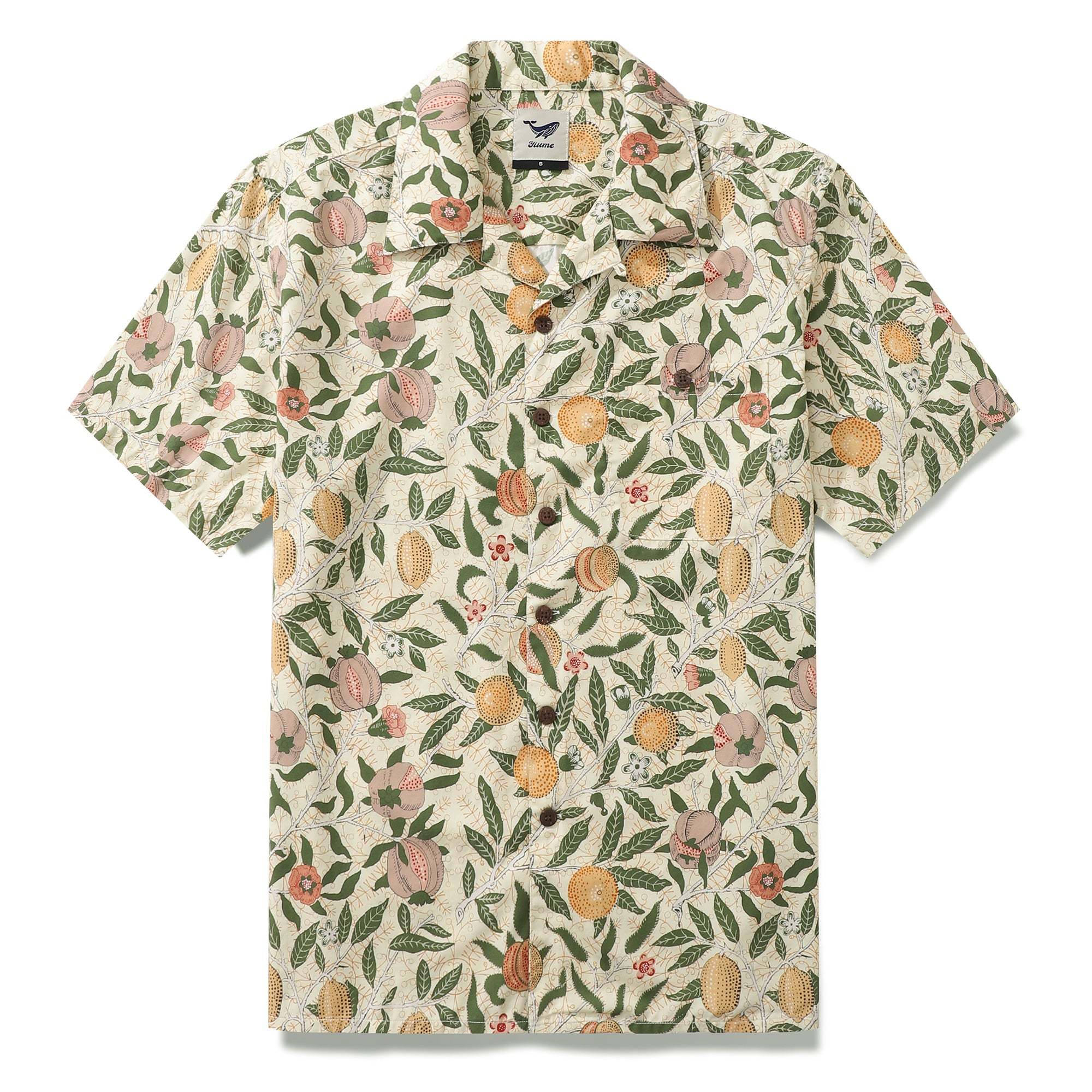 ウィリアム・モリスデザイン フルーツハワイアンシャツ メンズ Tencel