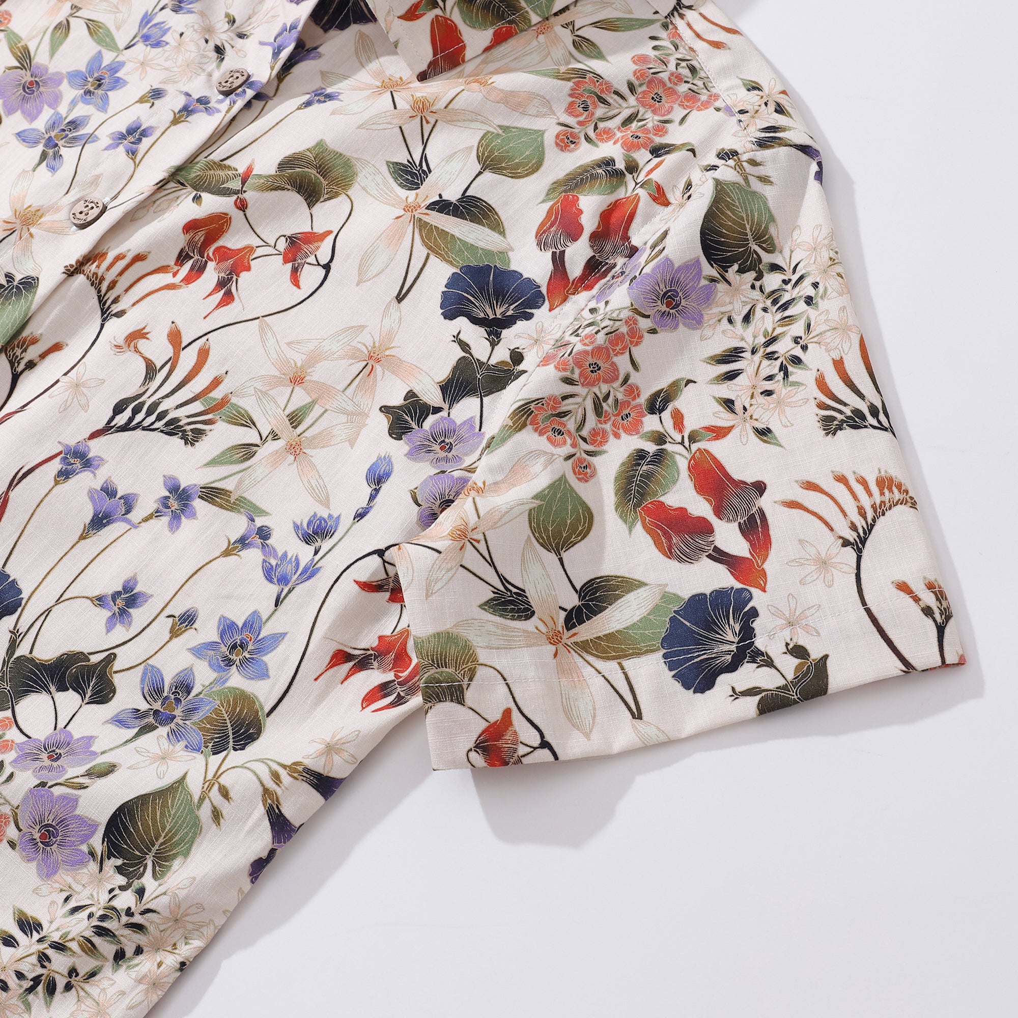 Women's Hawaiian Shirt Wildflowers By Eloise Cotton Button-up Short Sleeve Australian Wildflower By Eloise