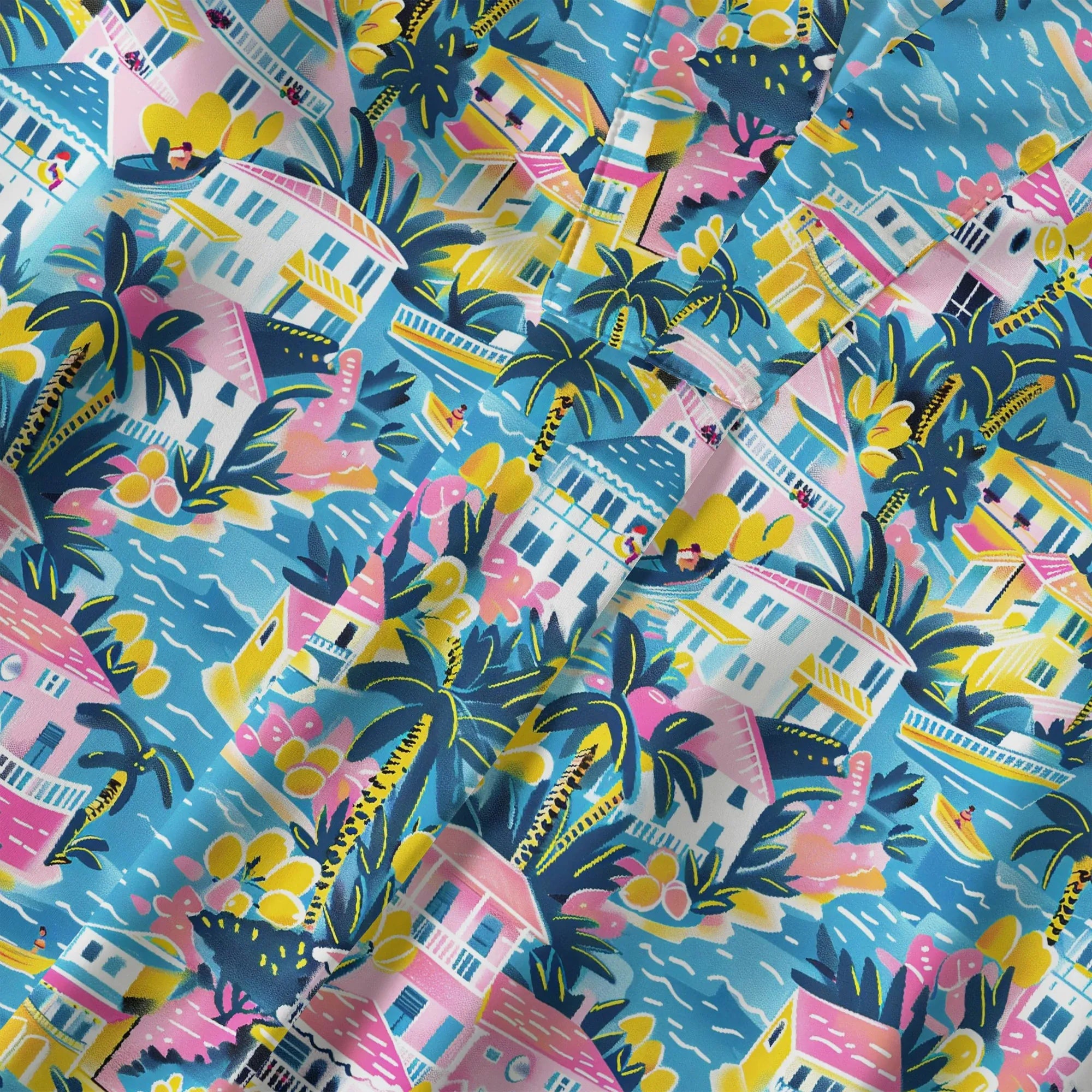 Detailed tropical print on women's aloha macaron art shirt