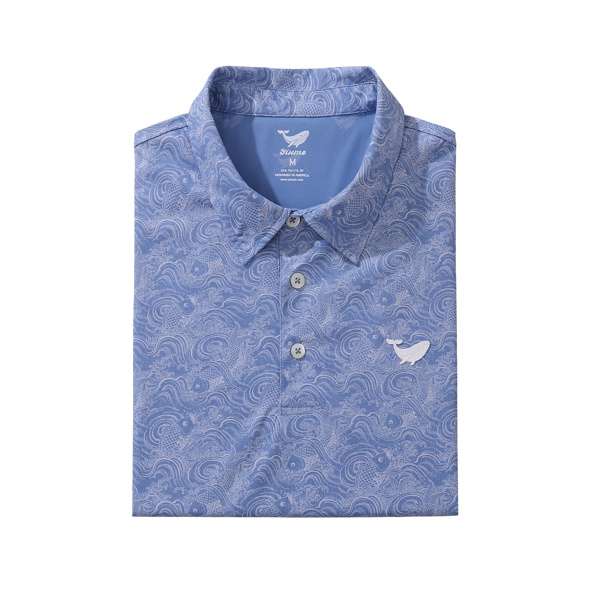 Men's Hawaiian Traditional Koi Carp Print Short Sleeve Polo Shirt Koi Carp Polo