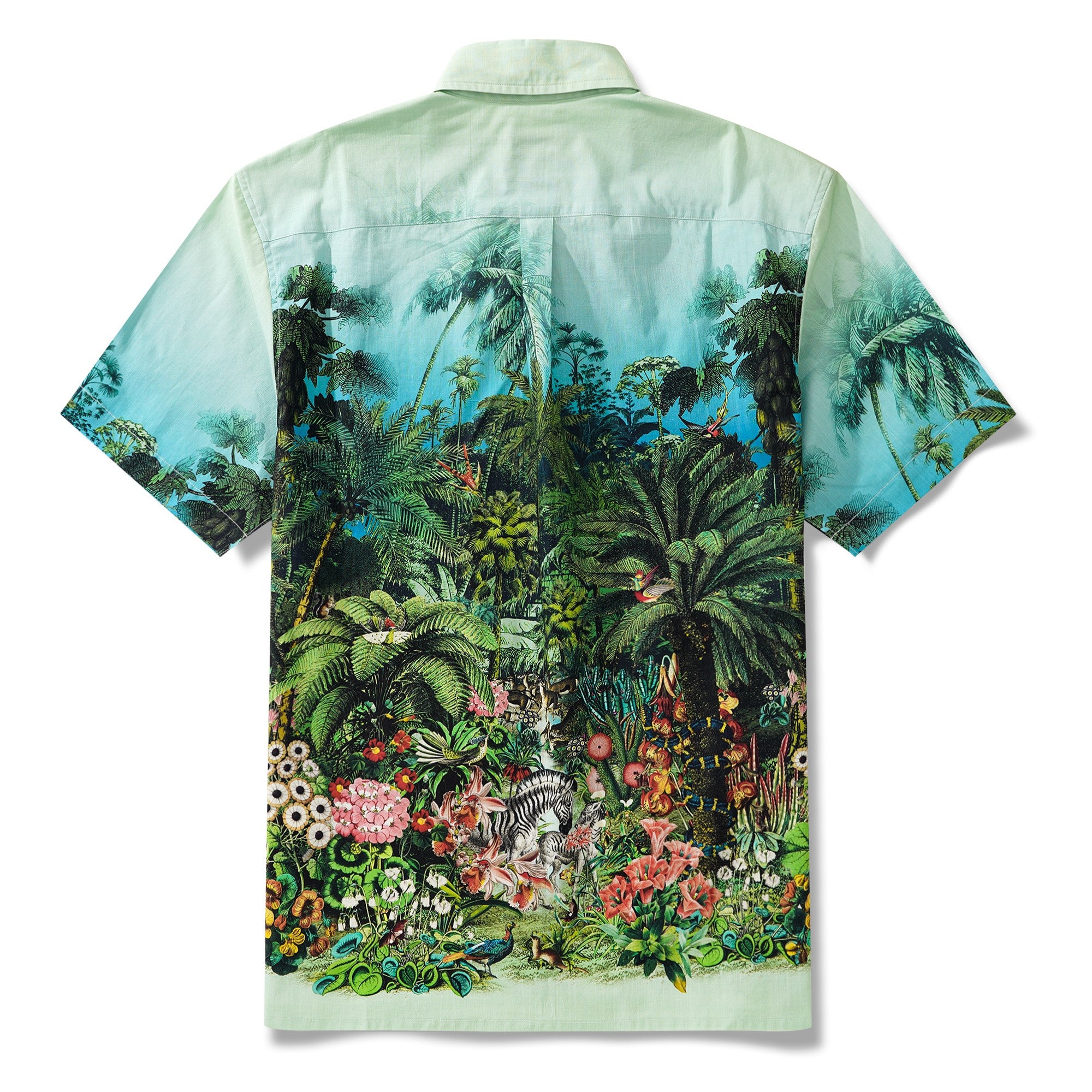 Chemise hawaïenne masculine à manches courtes à manches courtes 100% coton vert jungle de jungle