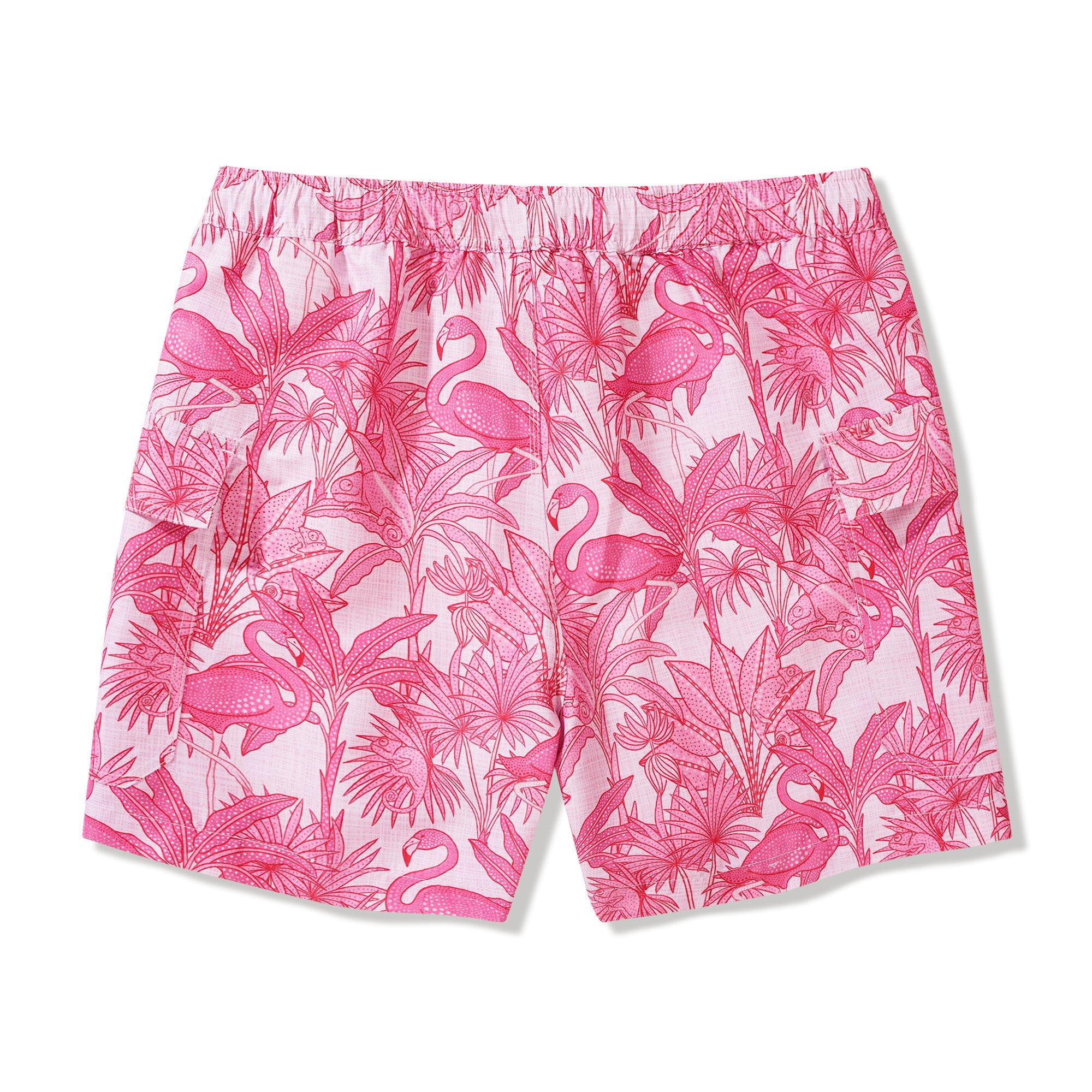 Shorts de 6 pouces pour hommes 100% polyester Aloha Sicilian citron flamants et caméléons par maison de shorts de plage imprimés décontractés House of Haricot