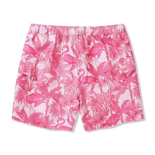 6-Inch Shorts For Men 100% Polyester Aloha Sicilian Lemon Flamingos & Chameleons By House of Haricot Casual Printed Shorts Beach Shorts 6-inch Casual Printed Shorts - Flamingos & Chameleons By House Of Haricot