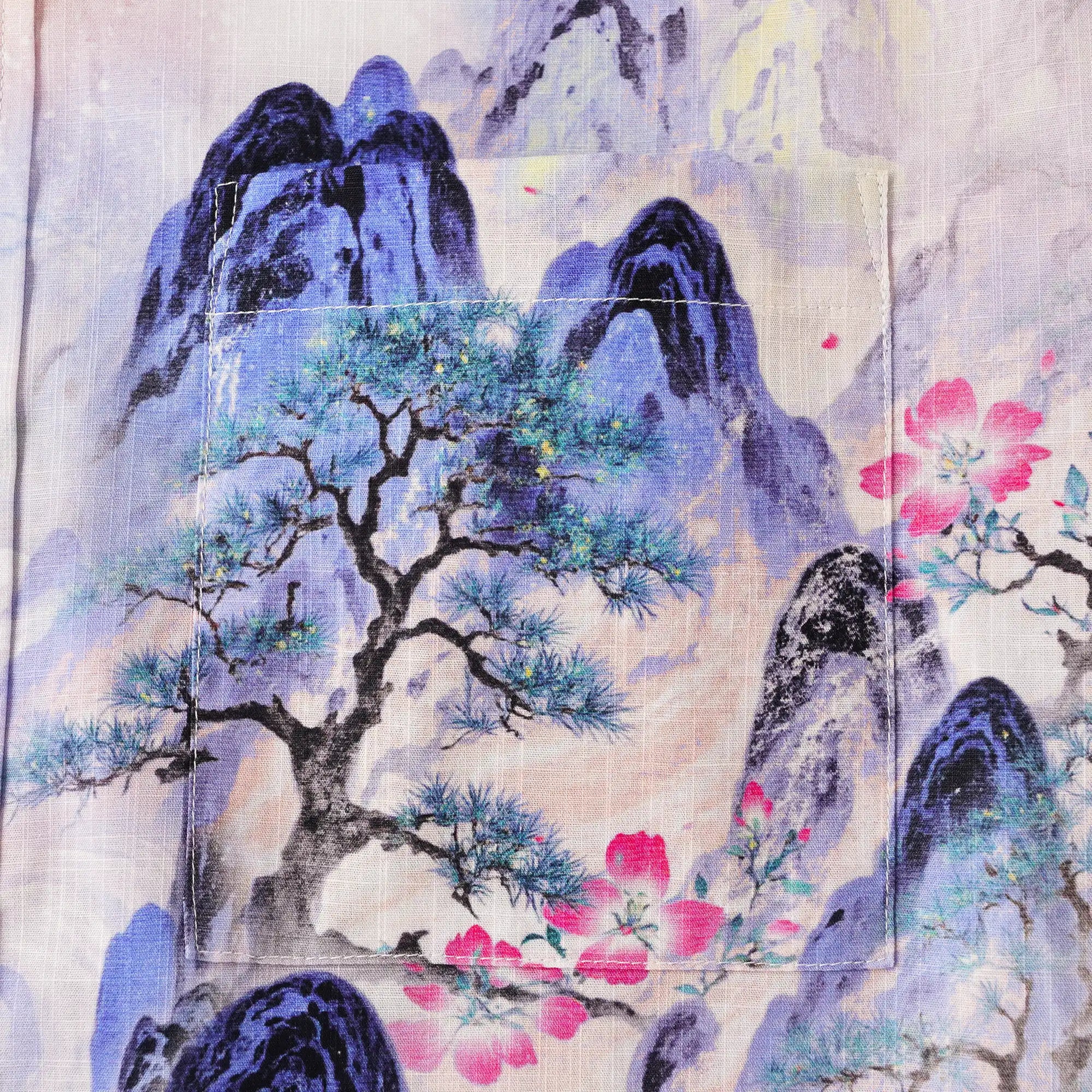 Men's Hawaiian Shirt Short Sleeve Button-down 100% Cotton Purple Aloha Purple Mountain Retreat