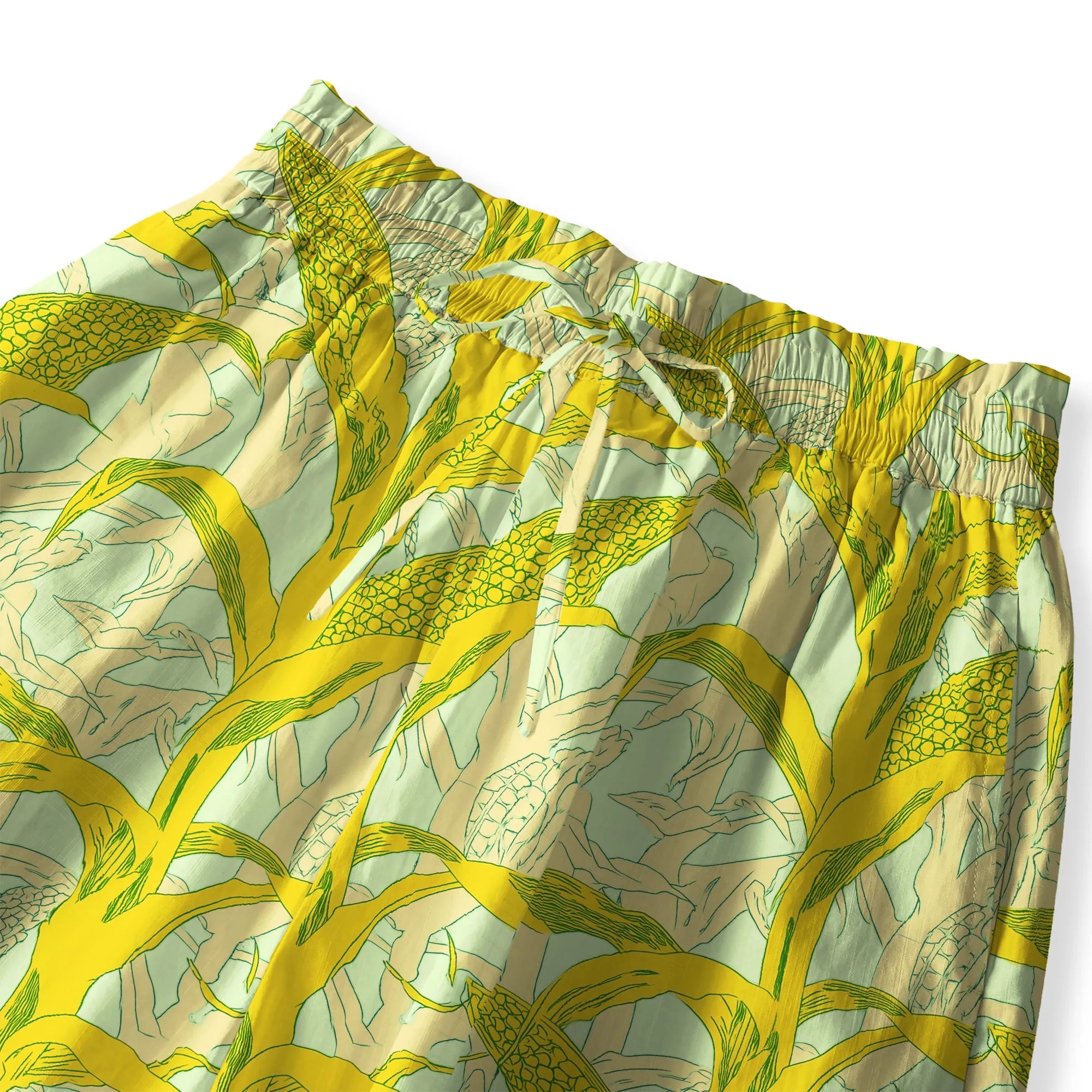 Elastic waist floral palazzo pants, yellow, for women