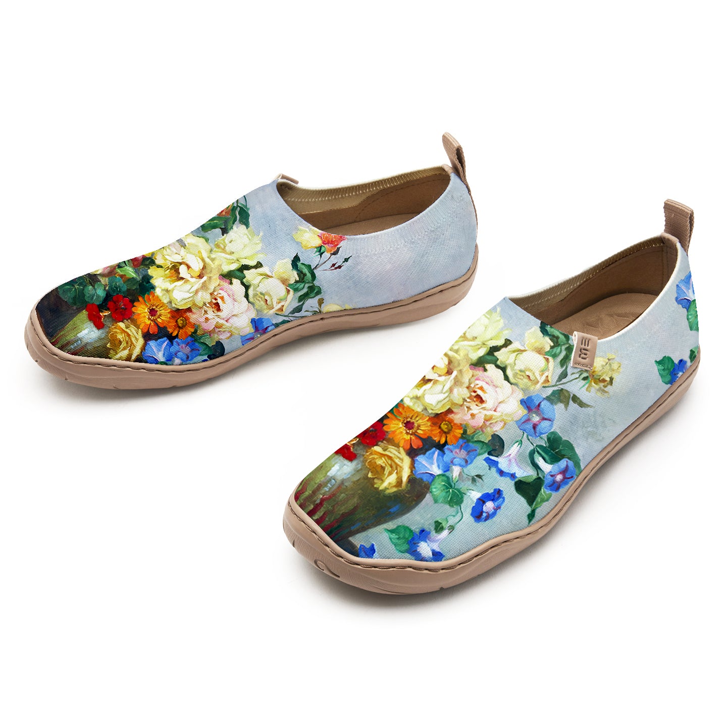Yiume Frauenkunst Slip-on-Schuhe bequemes atmungsaktives Strick-Freizeitschuh, Vintage Bouquet Hawaiian Blumenhemd