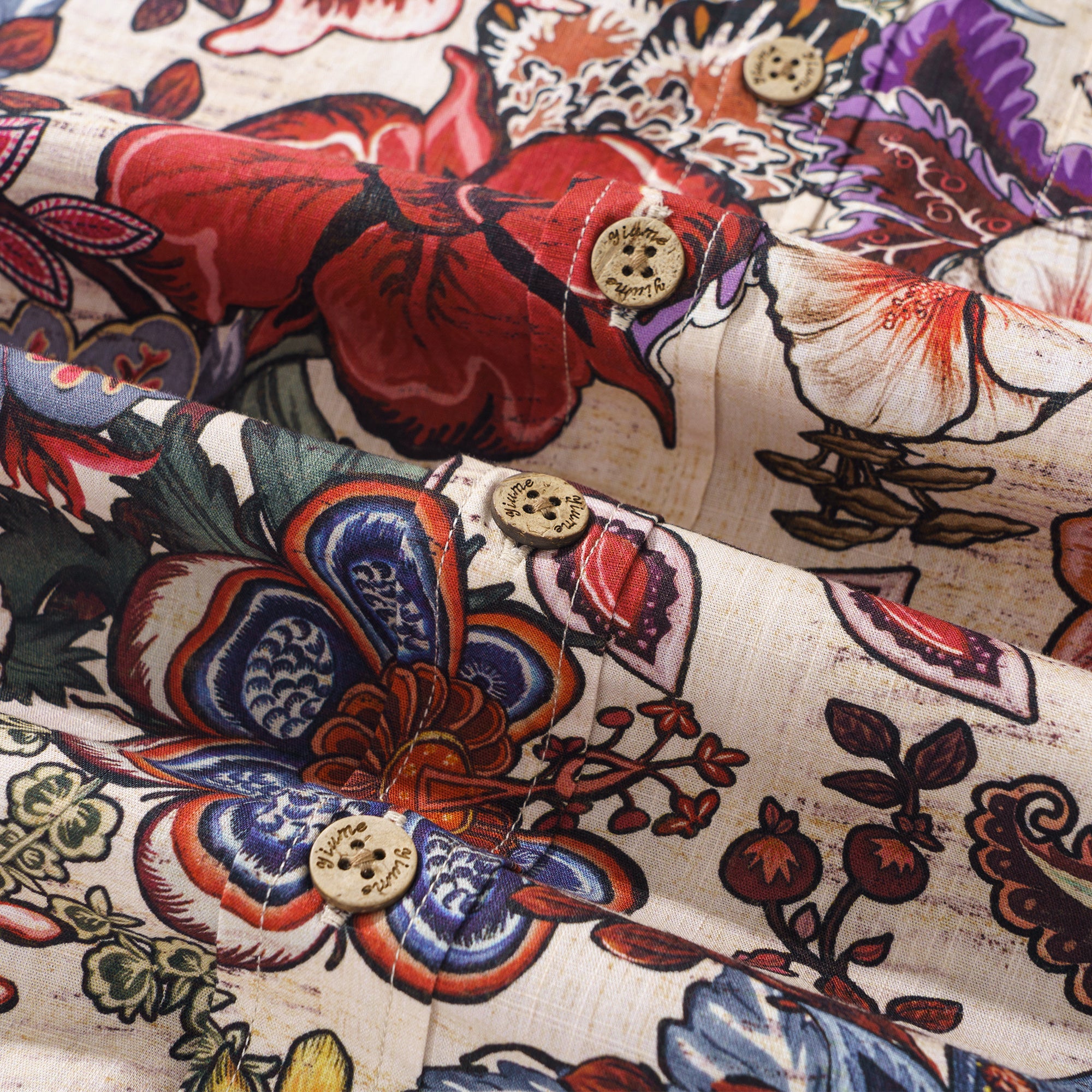 Rotes Blumen-Hemd mit Knöpfen Hawaiianisches Hemd für Herren 100% Baumwolle Kurzarm Aloha-Hemd