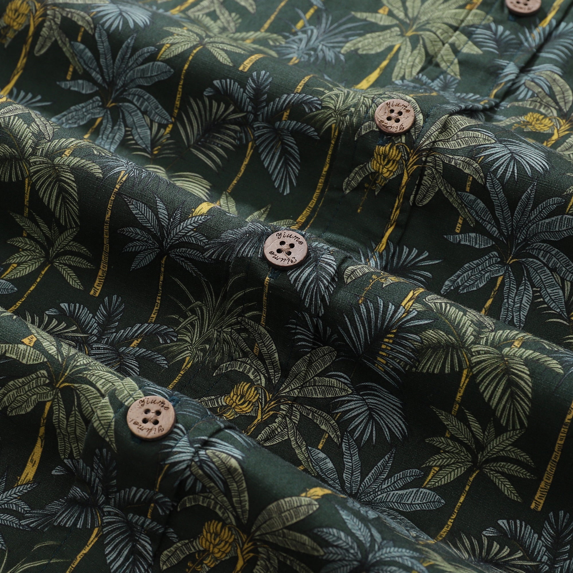 1950er Jahre Tropisches Hawaiianisches Hemd für Herren Regenwalddruck Baumwolle Knopf-Down Kurzarm Camp Hemd