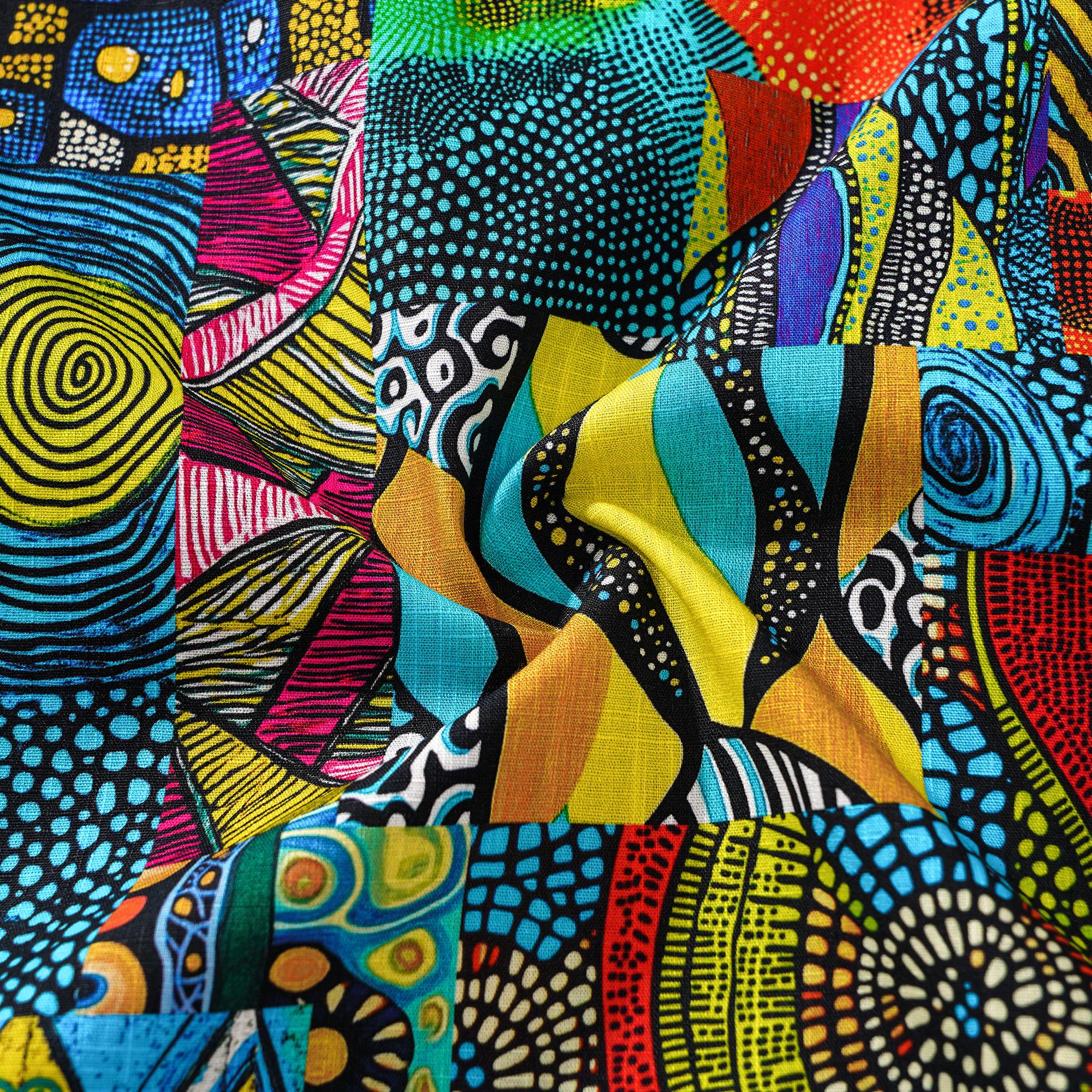 Herren Hawaiian Shirt Afrikanisches Druckhemd 100% Baumwolle Kurzarm Camp Kragen Aloha Shirt