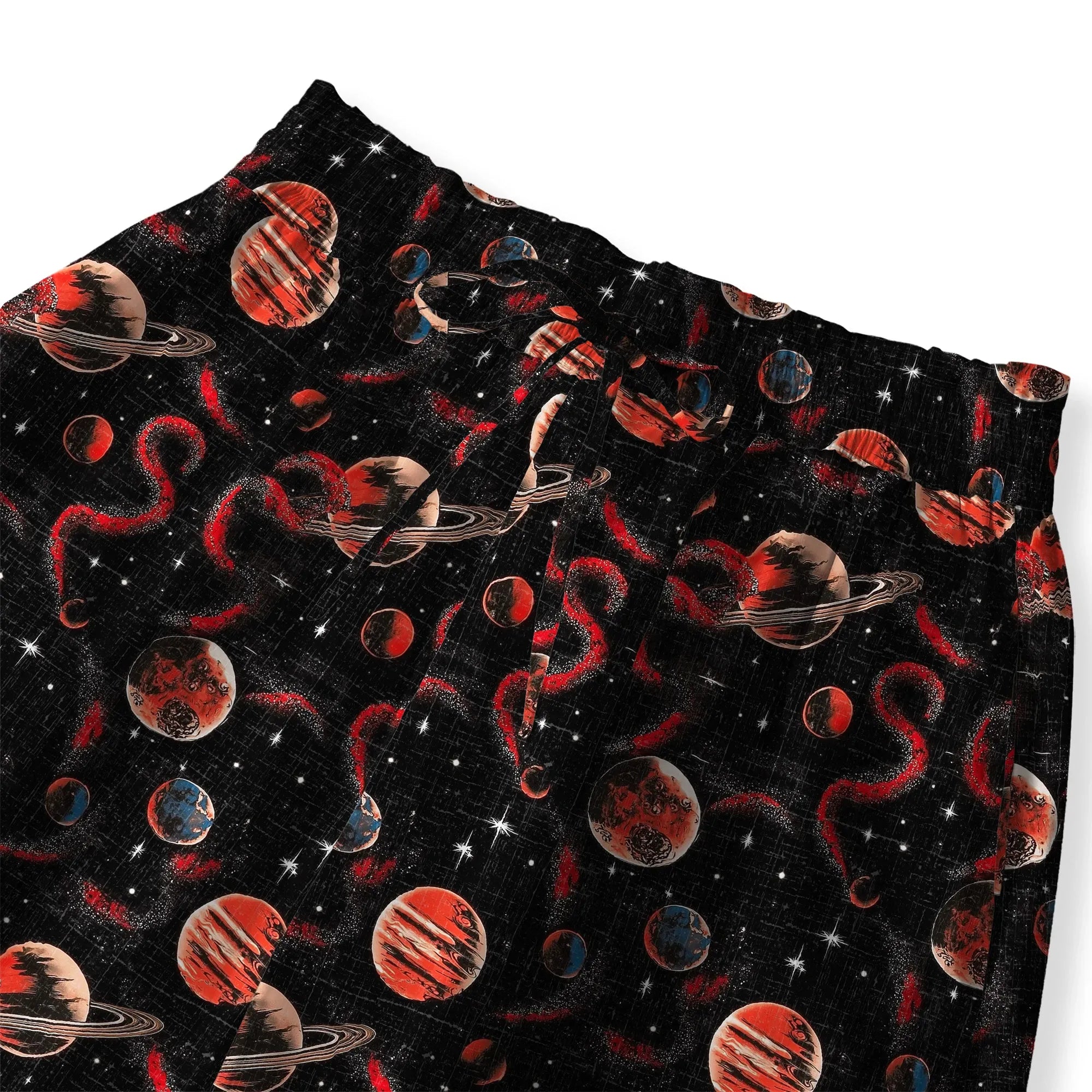 Art-inspired celestial print pants with drawstring and pockets