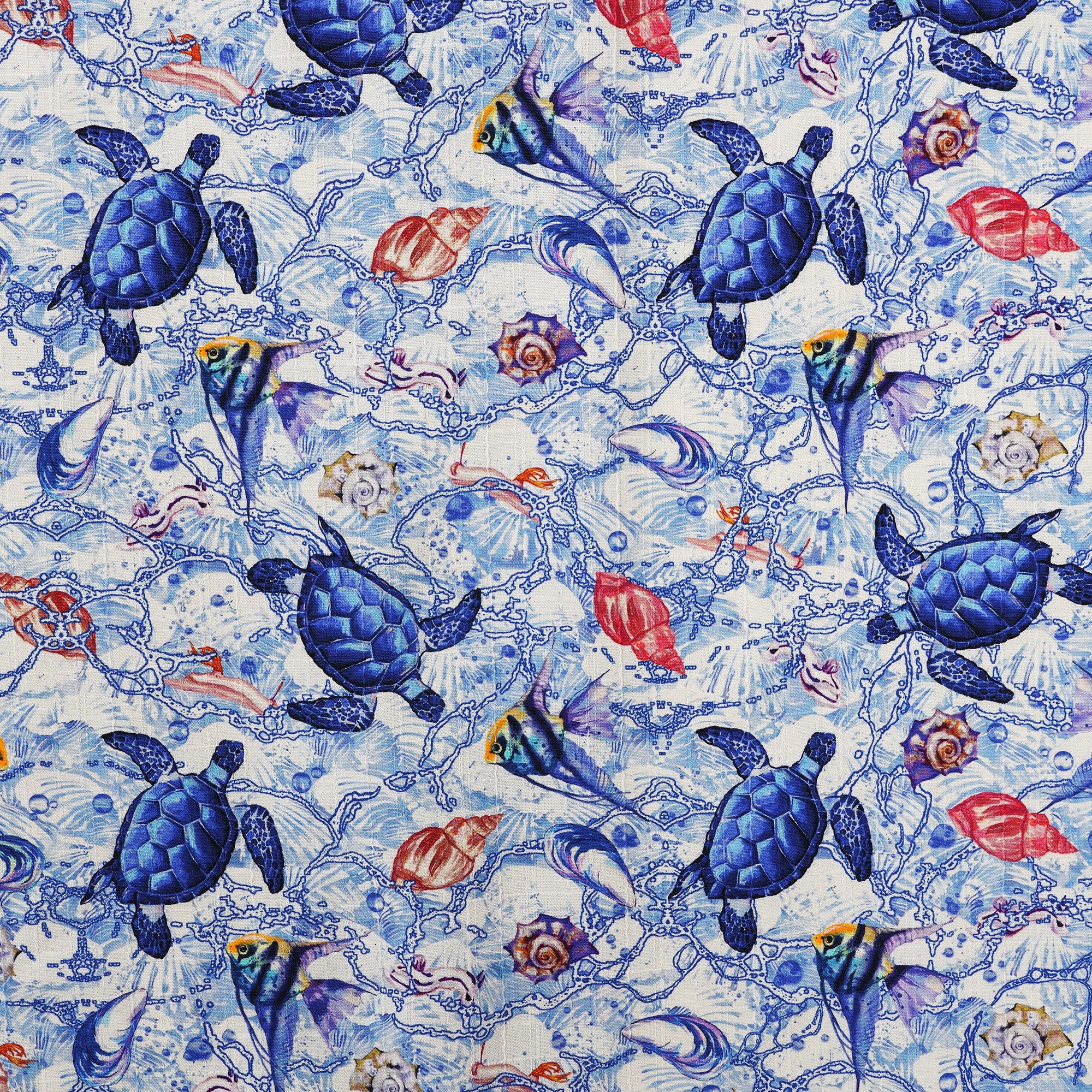 Men's Hawaiian Shirt Short Sleeve Camp Collar 100% Silk Blue Aloha A Sea Turtle's Odyssey