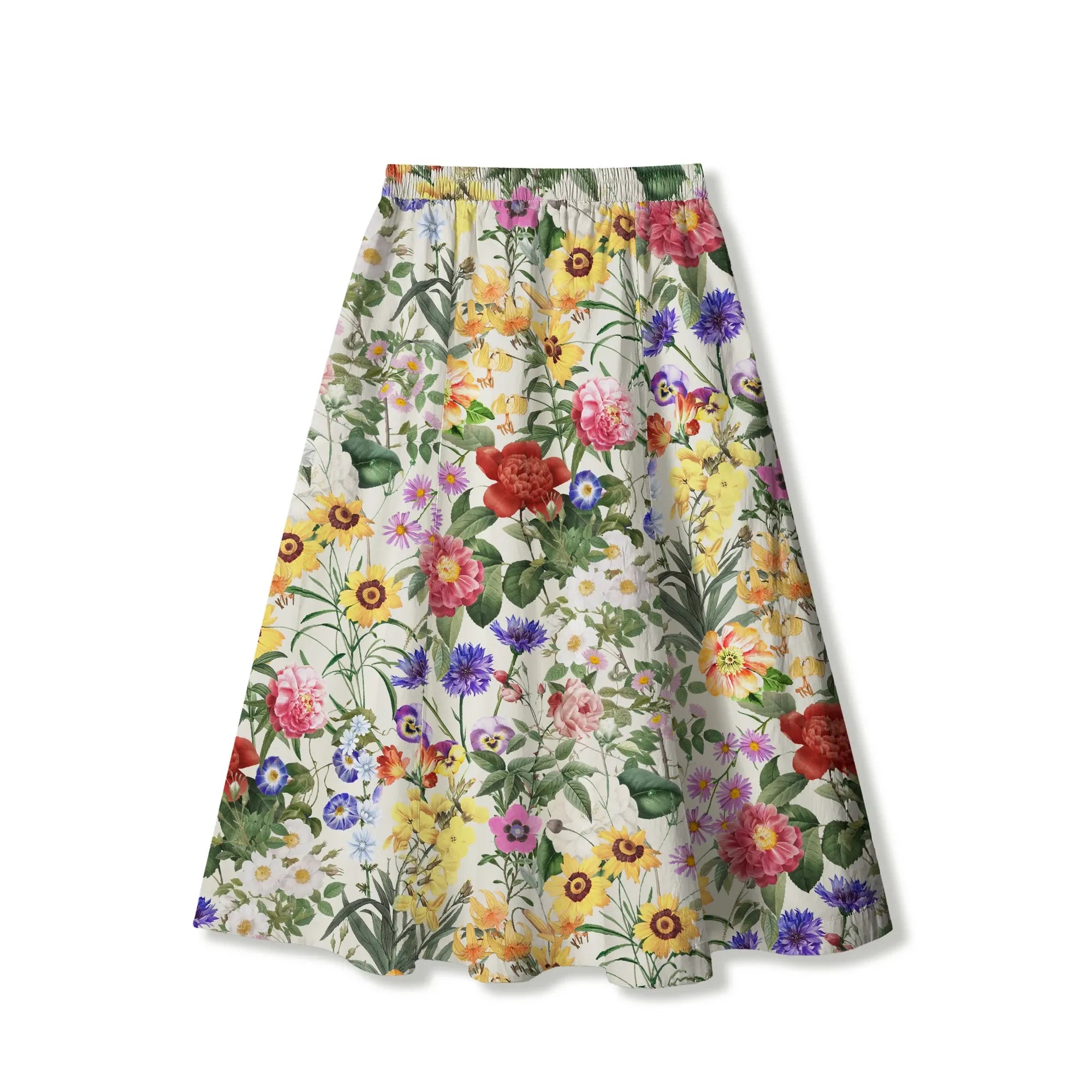Detail of elastic waist on Yellow Aloha Sunlight Florals Women's Skirt