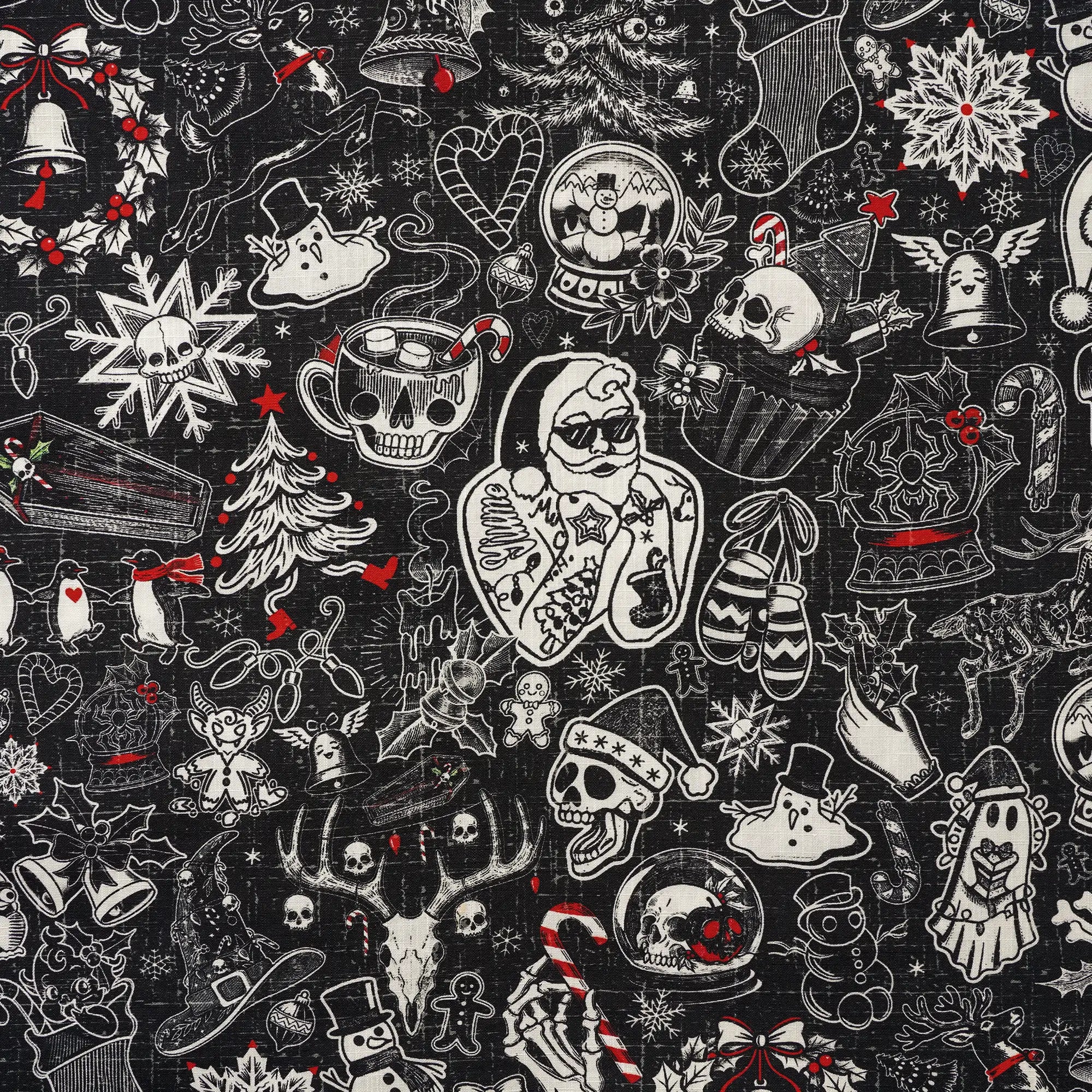 Men's Hawaiian Shirt Short Sleeve Camp Collar 100% Cotton Black Aloha Christmas Party