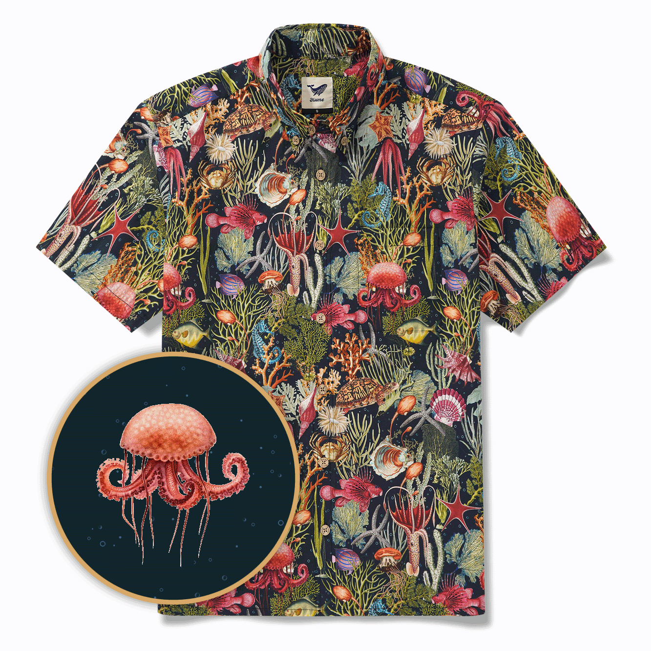 Chemise hawaïenne masculine à manches courtes à manches courtes 100% coton vert océan rêves