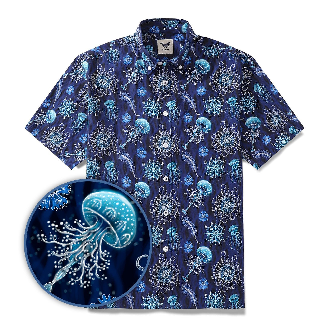 Men's Hawaiian Shirt Luminocean Print Cotton Button-down Short Sleeve Aloha Shirt Luminocean By Luova Flow