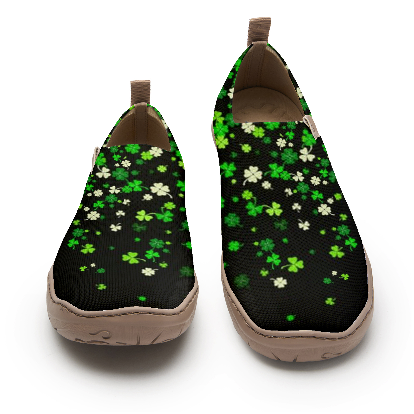 Yiume Women's Art Slip-on lässig Canvas Schuhe St. Patrick's Day Clover Black Malt, 100% Baumwollheiligen Patrick's Day Shamrock