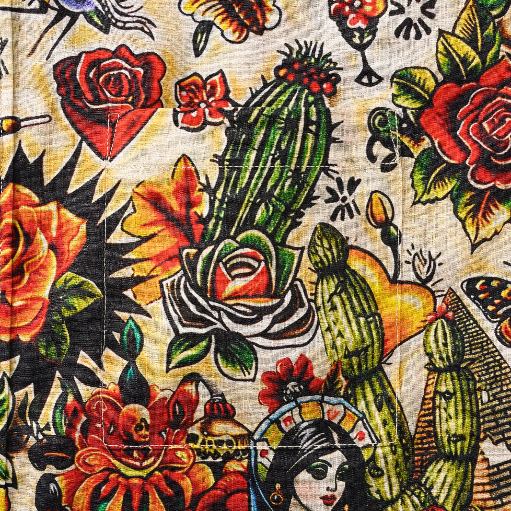 Virgin Mary Hawaiian Shirt For Men Tiki Shirt Short Sleeve Button-down 100% Cotton Desert Skull Shirt