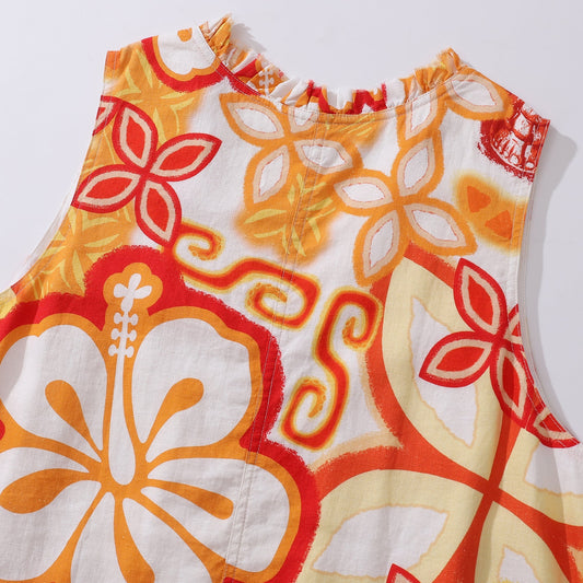 Vestido Hawaiano Para Mujeres Vestido de Vacaciones de Verano Vestido de Diseñador Tikirob con Escote en V