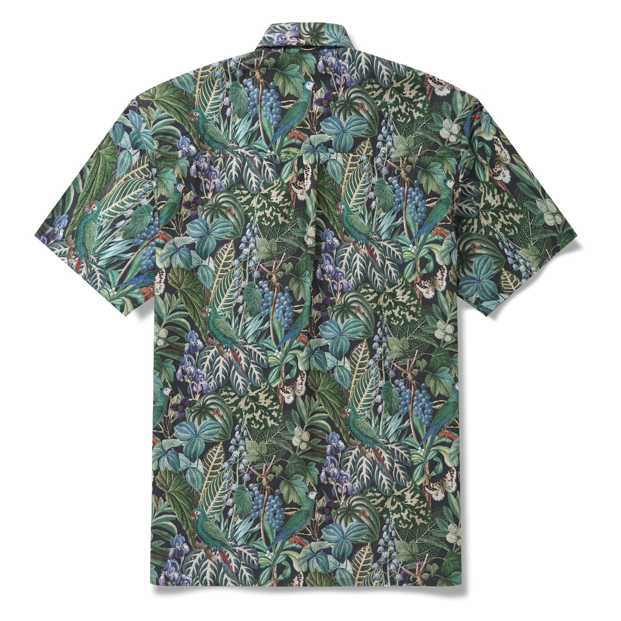 Chemise hawaïenne pour homme à manches courtes, boutonnée, 100 % coton, verte, Aloha Murmures de la jungle