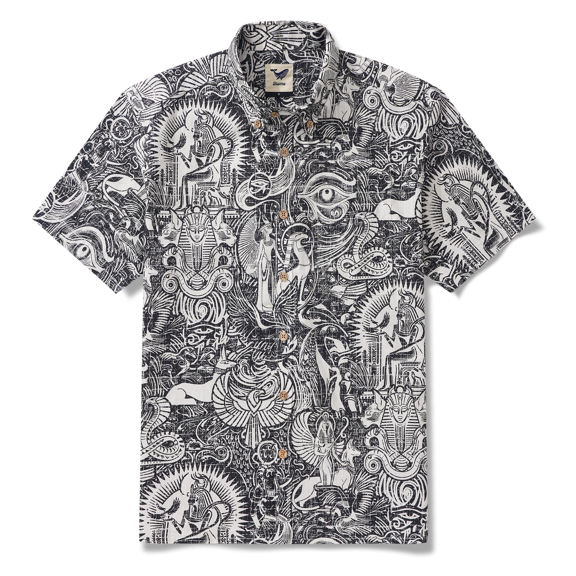 Men's Hawaiian Shirt Short Sleeve Button-down 100% Cotton Aloha Ancient Egyptian Mythology
