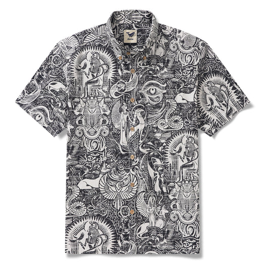 Men's Hawaiian Shirt with Ancient Egyptian Mythology design, 100% cotton
